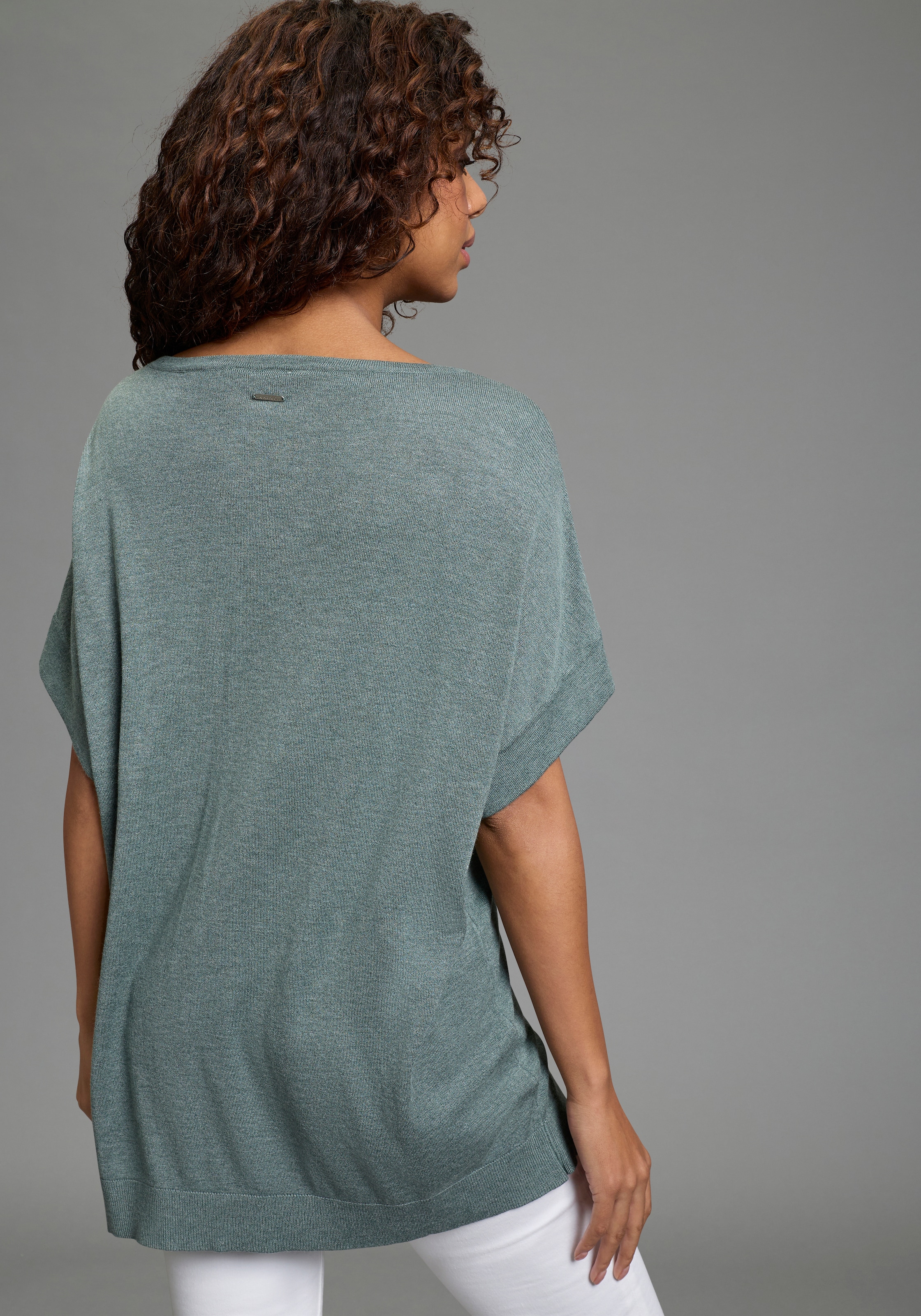 Laura Scott CURVE Pull col V sommerlicher Feinstrick mit figurschmeichelnder Passform