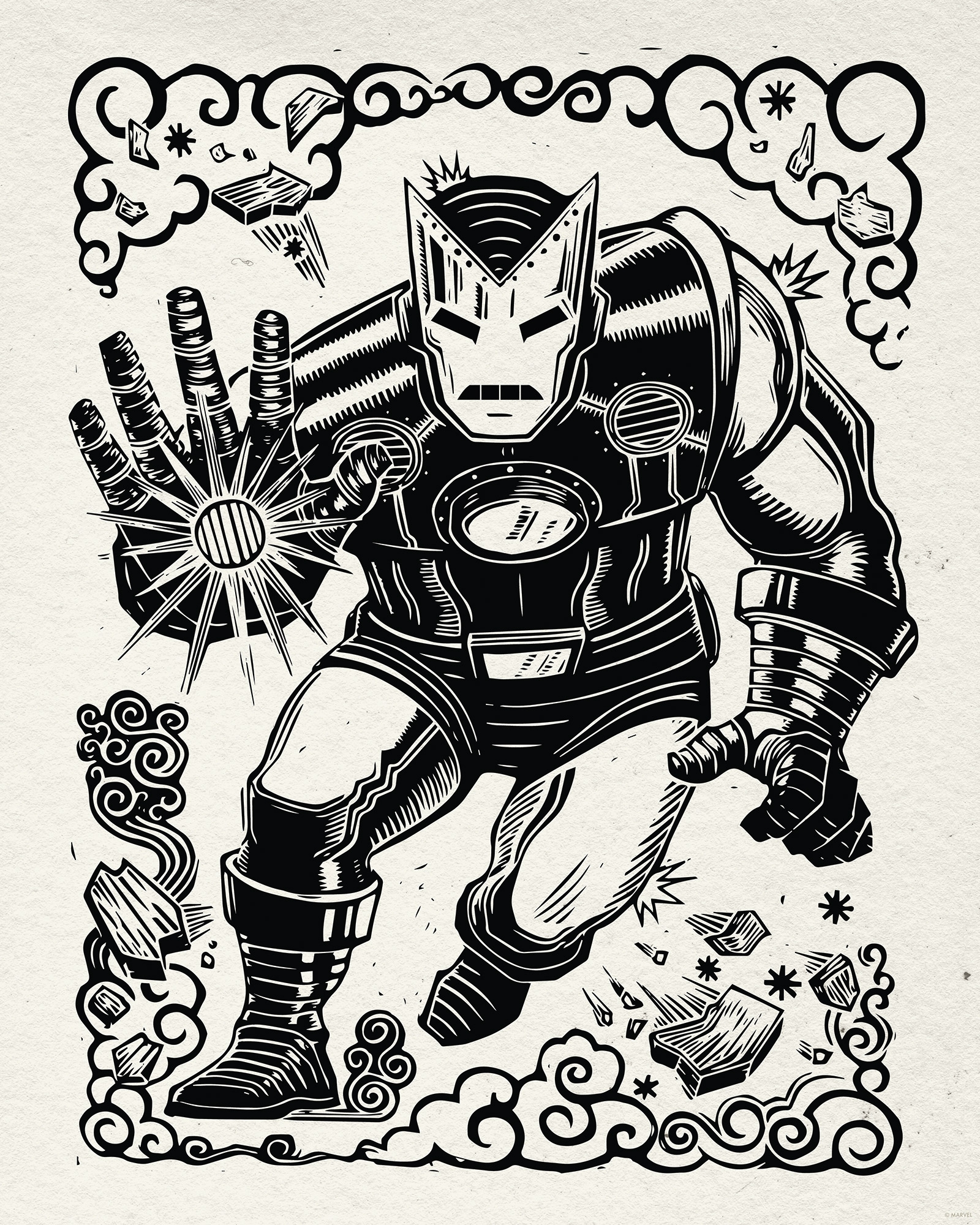 Komar Wandbild »Marvel Iron Man Lino-Cut« Disney Set, 1 Stk. tlg. 40 x 50 cm (Breite x Höhe) - Kinderzimmer, Dekoration