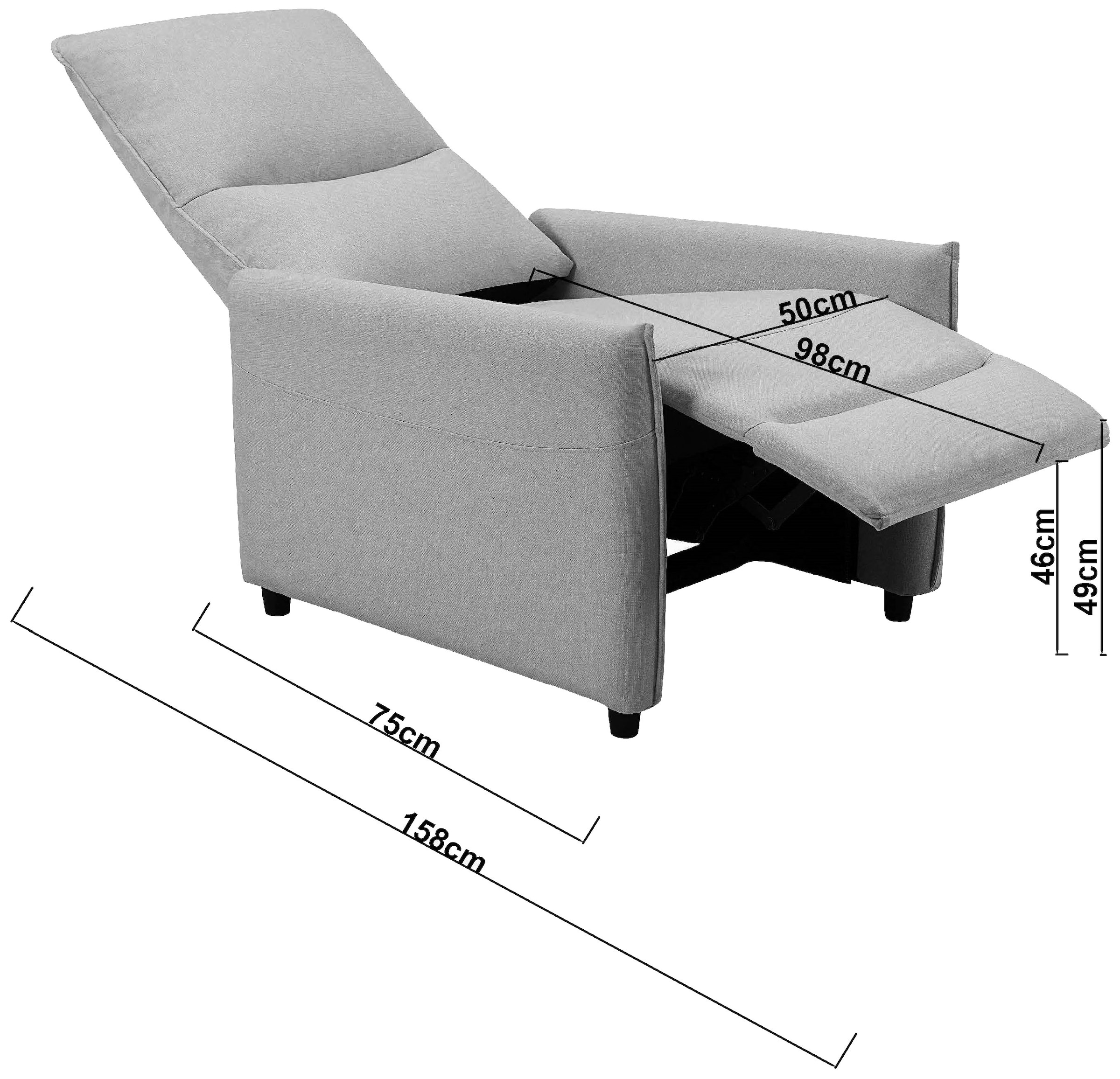 INOSIGN Fauteuil de relaxation »CURRIE, mit Liegefunktion, Webstoff-Bezug, Federkern,« Ruhe-Sessel, Lese-Sessel, TV-Sessel