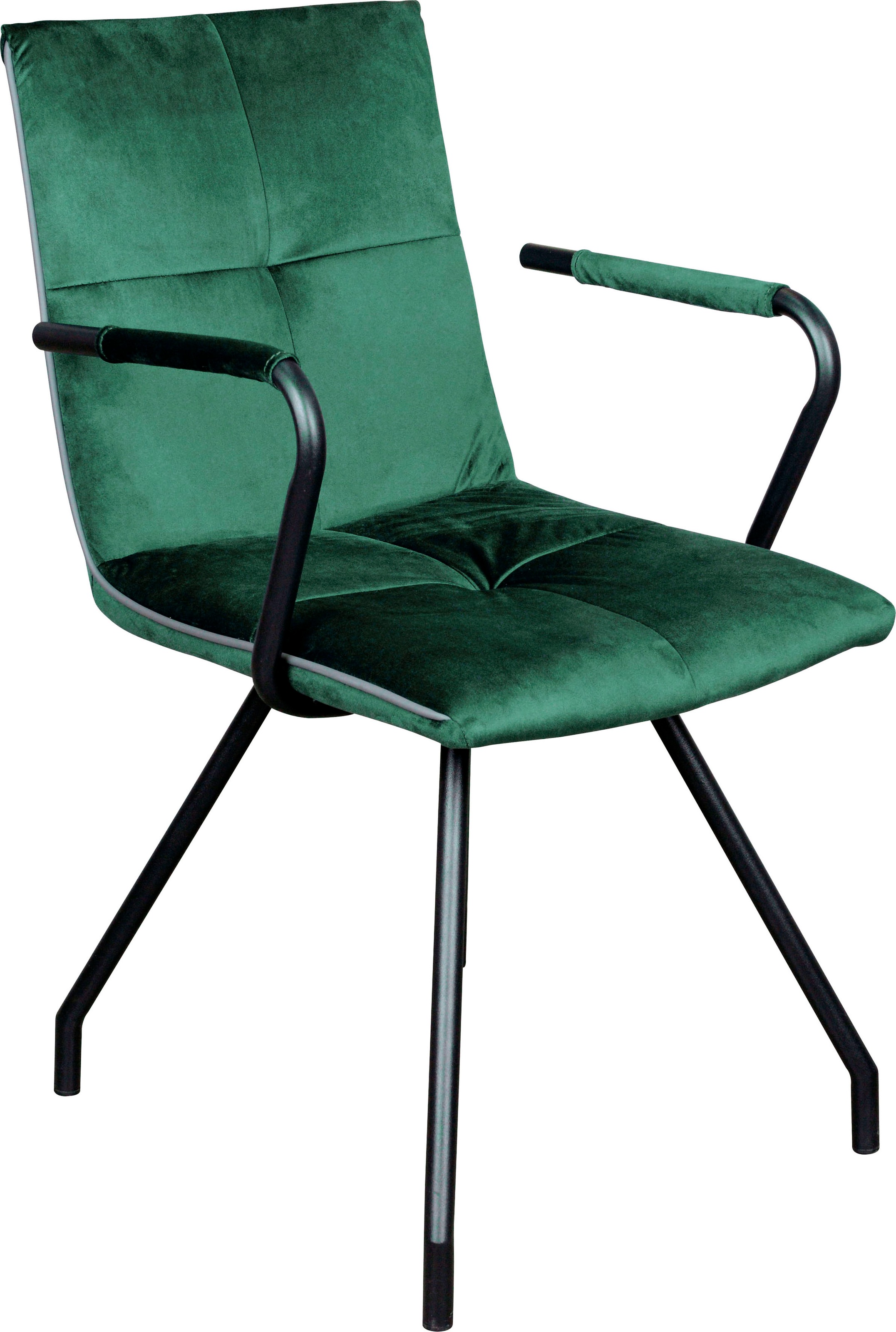 Kayoom Chaise rembourrée »Stuhl Eaden 225 2er-Set, samtiger Stoffbezug, Paspel aus Kunstleder« (Set) 2 cuisstilvoll, pflegeleicht, zeitgemässe Farbgebung, samtiger Stoffbezug