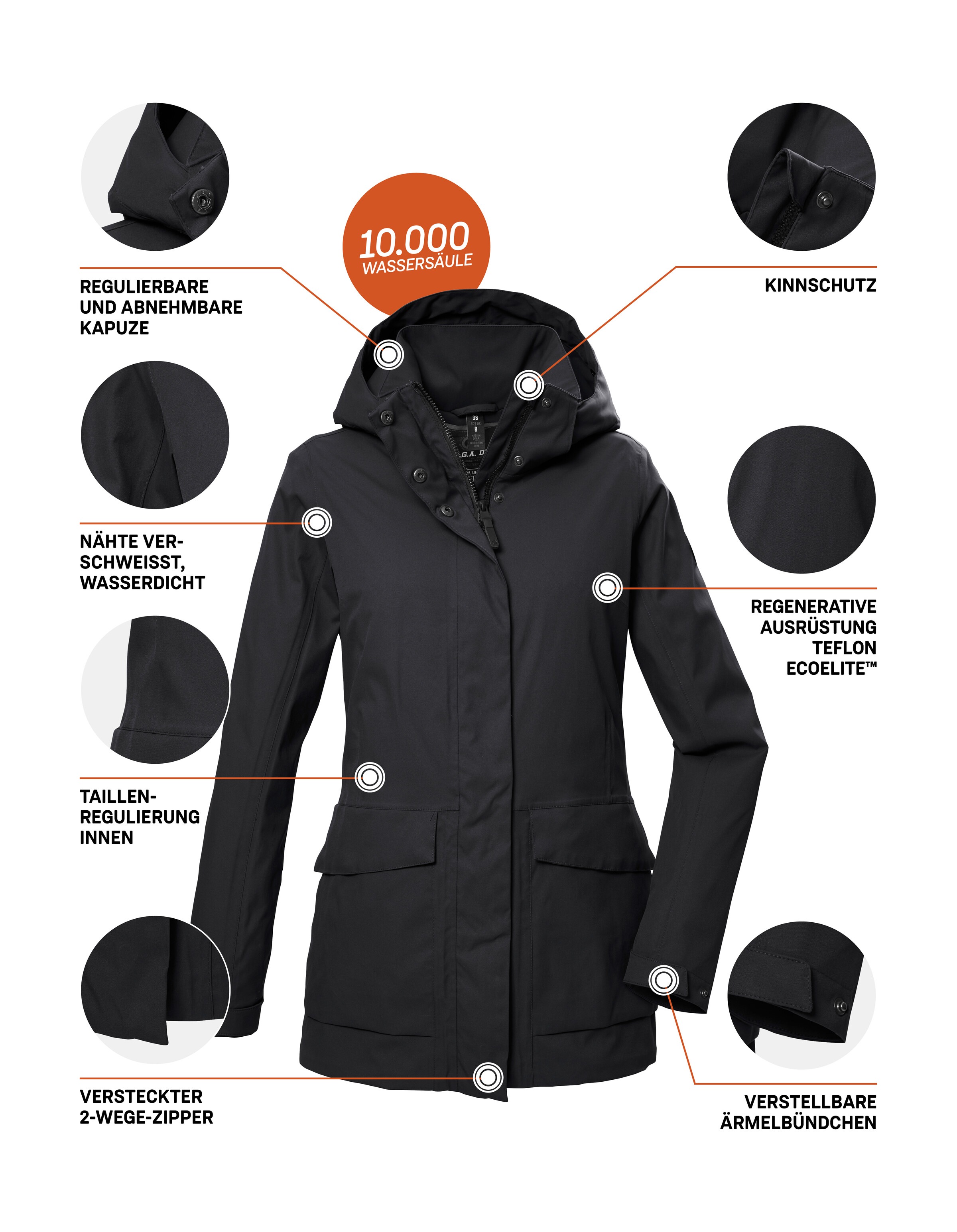 G.I.G.A. DX by killtec Funktionsjacke »GS 54 WMN JCKT« Wasserdicht, atmungsaktiv, recycelte Materialien, abnehmbare Kapuze