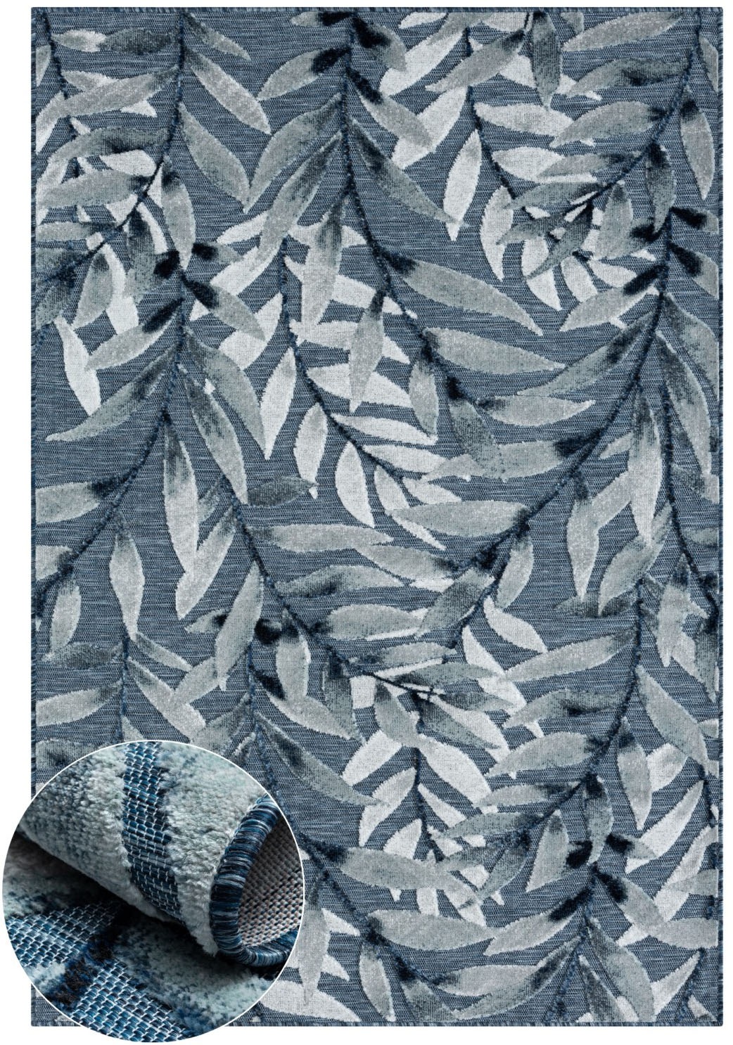 Myflair Möbel & Accessoires Teppich »Olivia, LAGERRÄUMUNG!« rechteckig 8 mm Höhe Blätter Motiv, Hoch-Tief Effekt, Outdoor geeignet, Balkon, Terrasse