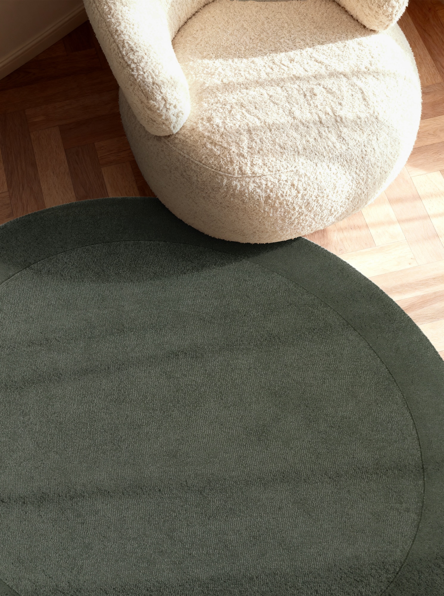 Villeroy & Boch Teppich »Wollteppich Kari« rund 17 mm Höhe Handgewebt, Wolle, Bordüre, Einfarbig, Läufer, Wohnzimmer, Organisch