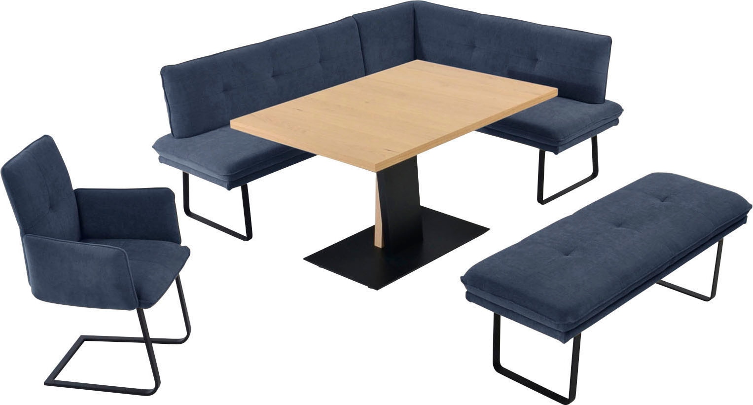 K+W Komfort & Wohnen Ensemble de salle à manger »Giacomo III« 4 cuis tlg. Fauteuil à bascule avec jambe longue de 207 cm, au choix gauche ou droite