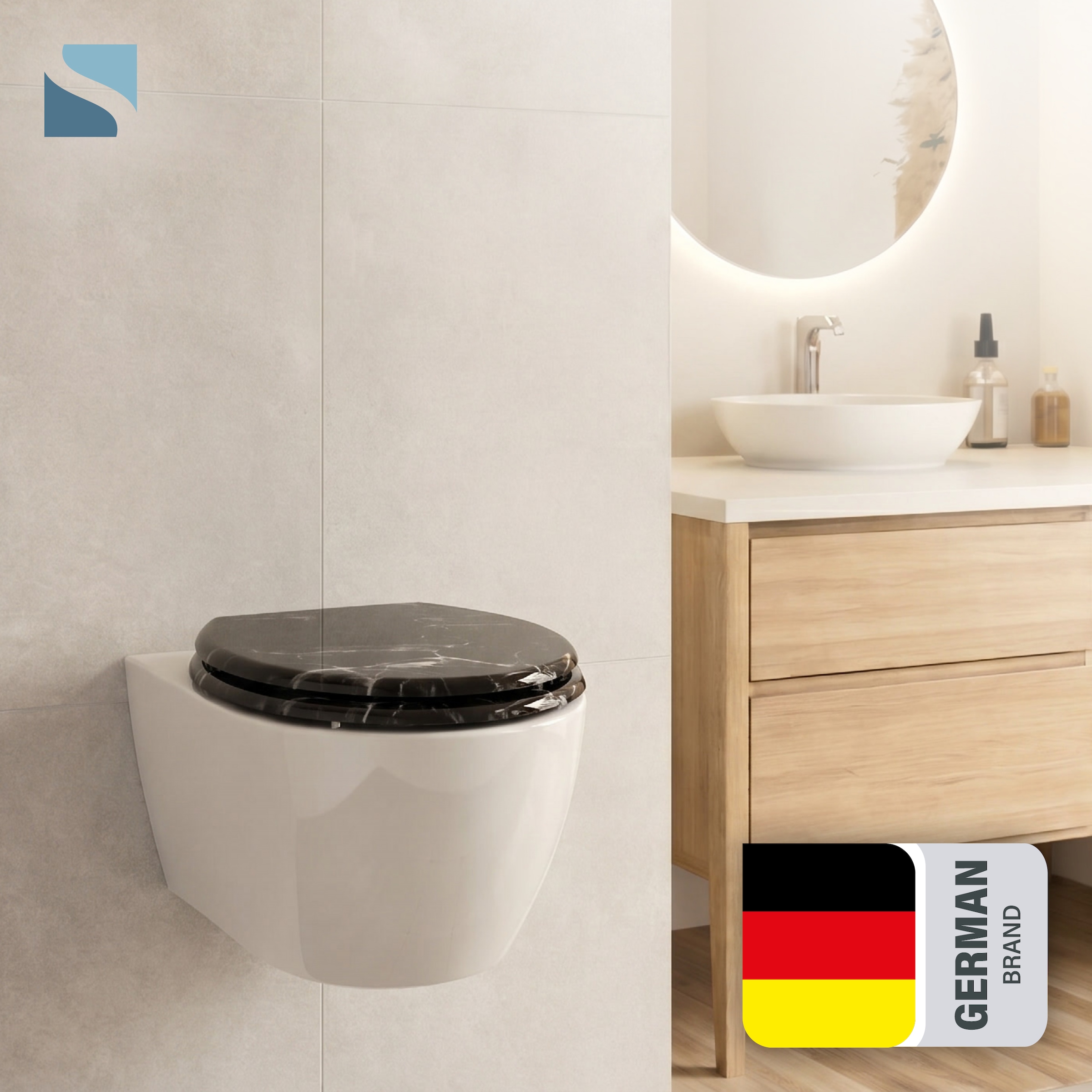Schütte WC-Sitz »MARMOR BLACK« Toilettendeckel, Absenkautomatik, stabiles MDF, O-Form, Motiv, 175kg