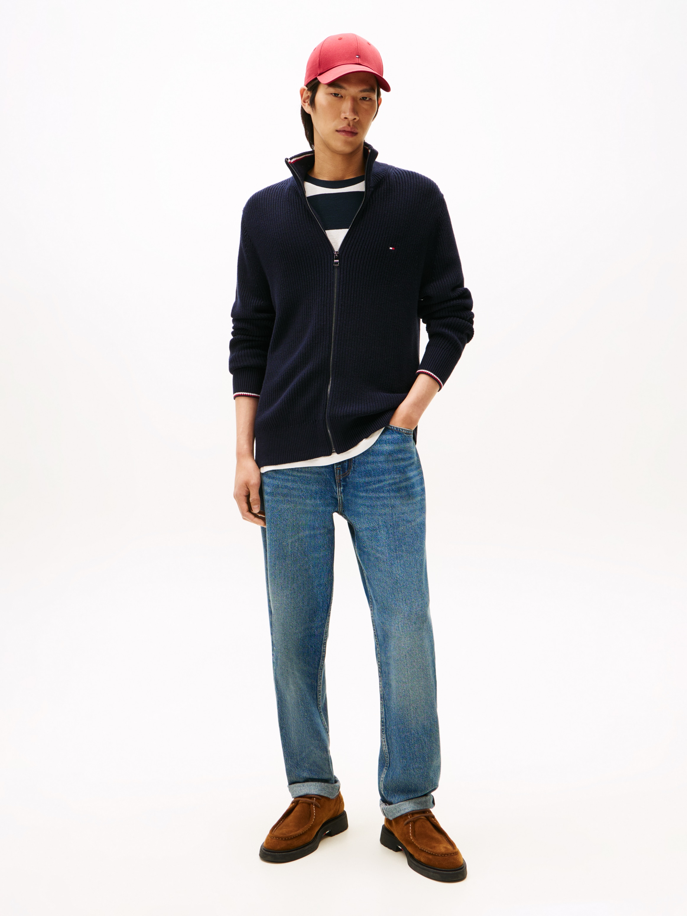 Tommy Hilfiger Veste en tricot »RWB RIB ZIP THROUGH« Rippstrick