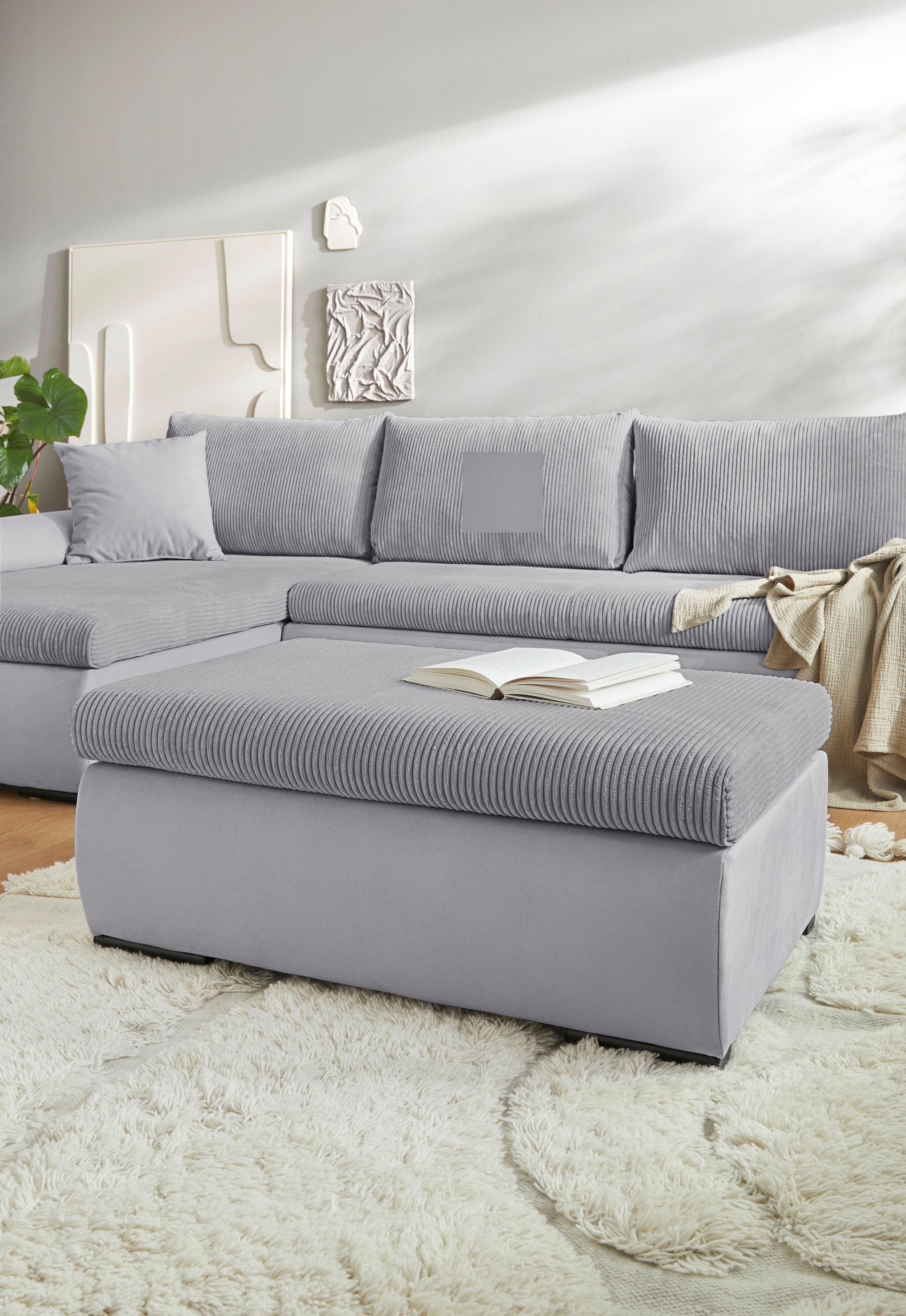 Home affaire Tabouret rembourré »Win, B: 97 cm - OTTO. Verlässliche Qualität.« mit schwarzen Metallfüssen, frei im Raum stellbar