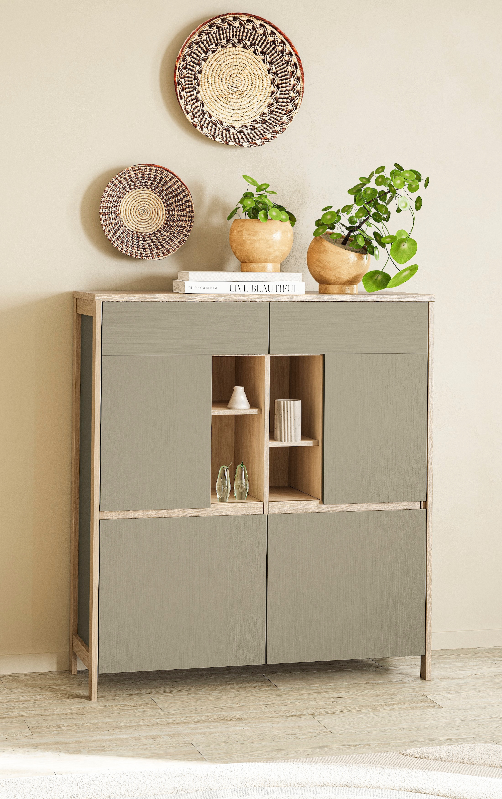 Home affaire Buffet haut »Stranda, moderner Schrank, Stauraumelement im Scandic-Style« elegante Rahmenoptik, ausreichend Stauraum, vielseitig einsetzbar