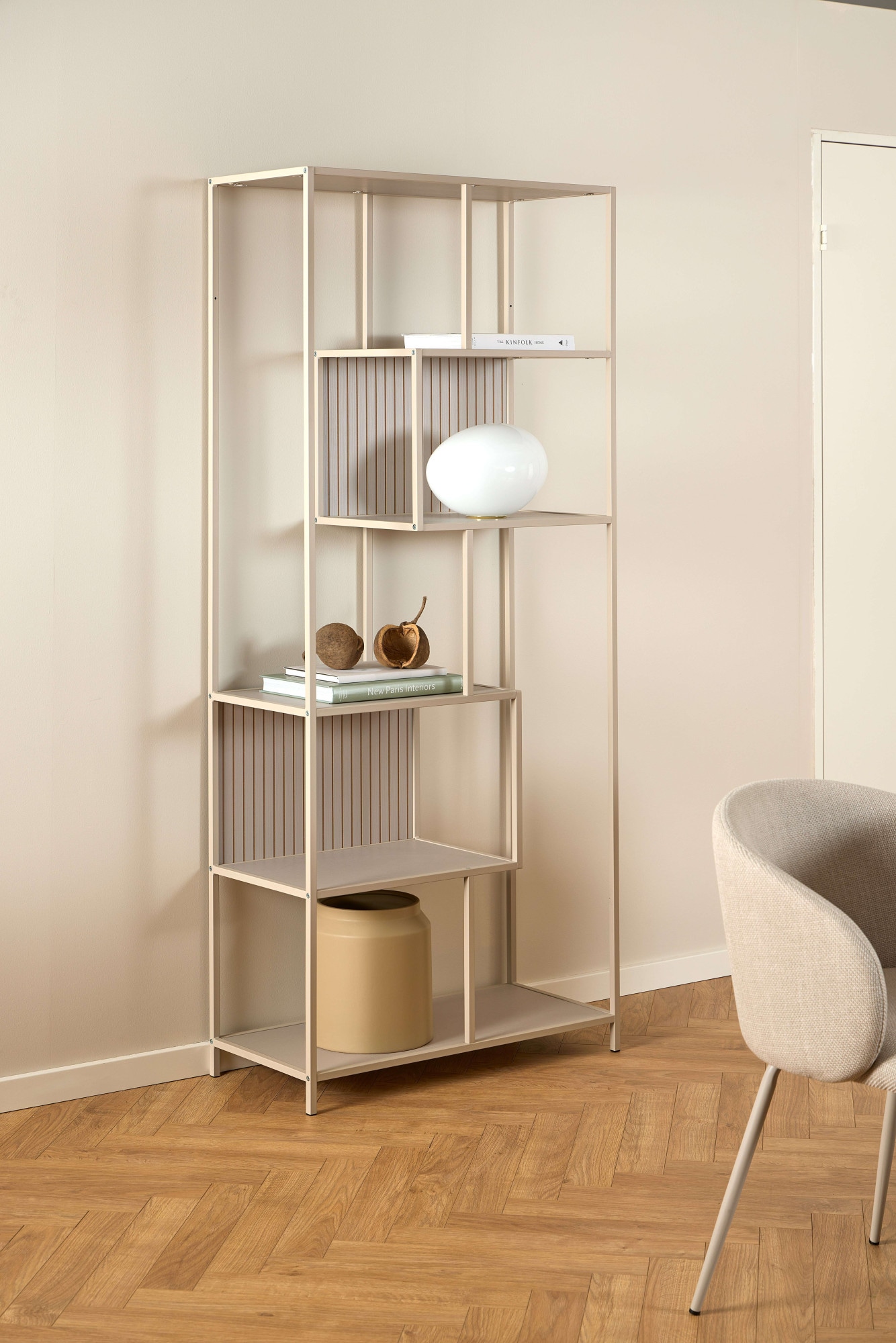 ACTONA GROUP Étagère à livres »Seaford, Regal, Standregal, Raumteiler« étagère, grise, détails asymétriques, dos réversible, 77x35x185cm