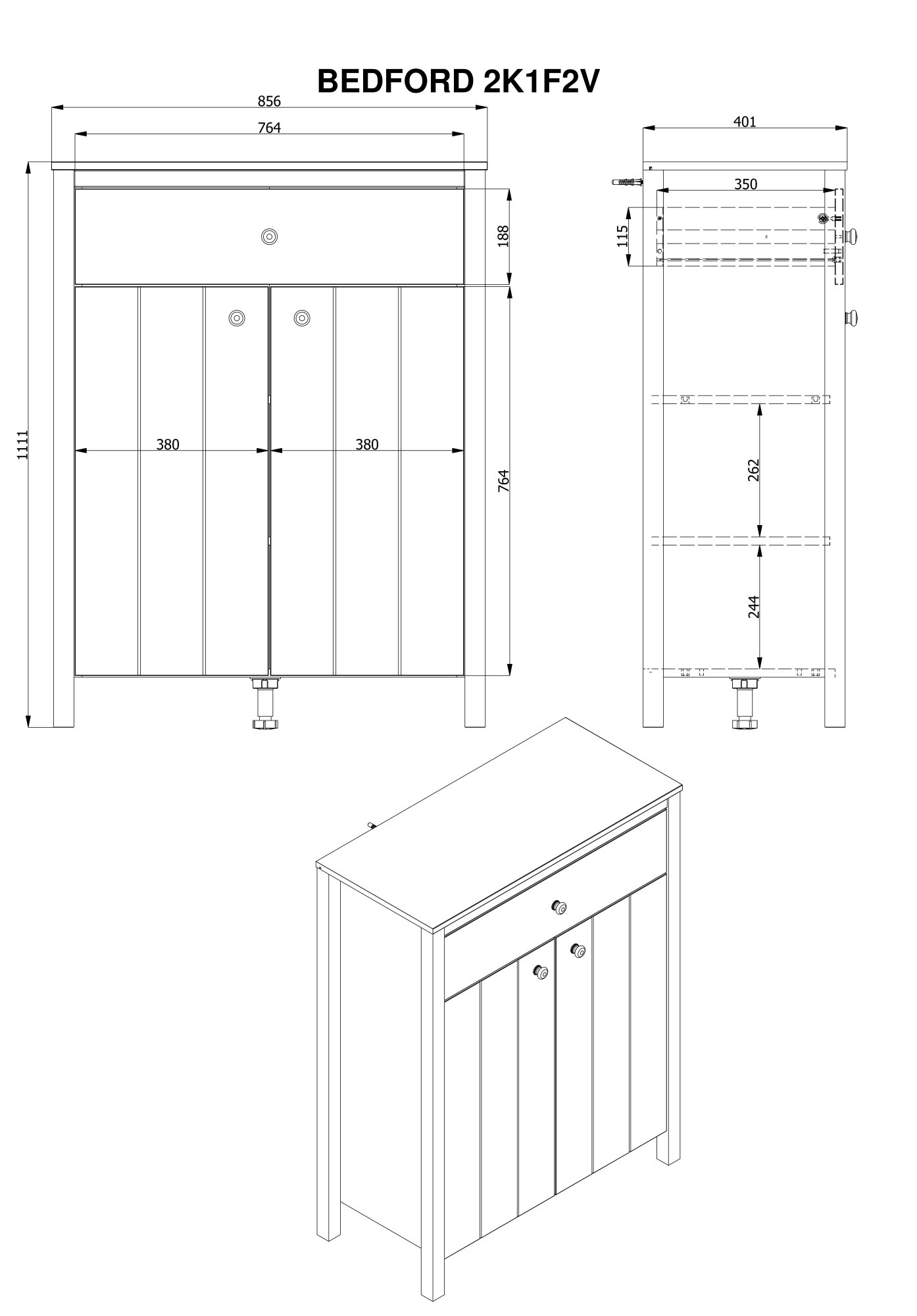 Home affaire Armoire à chaussures »Bedford, Schuhregal, Schuhkommode« Deux étagères et un tiroir. Largeur totale 85,5 cm