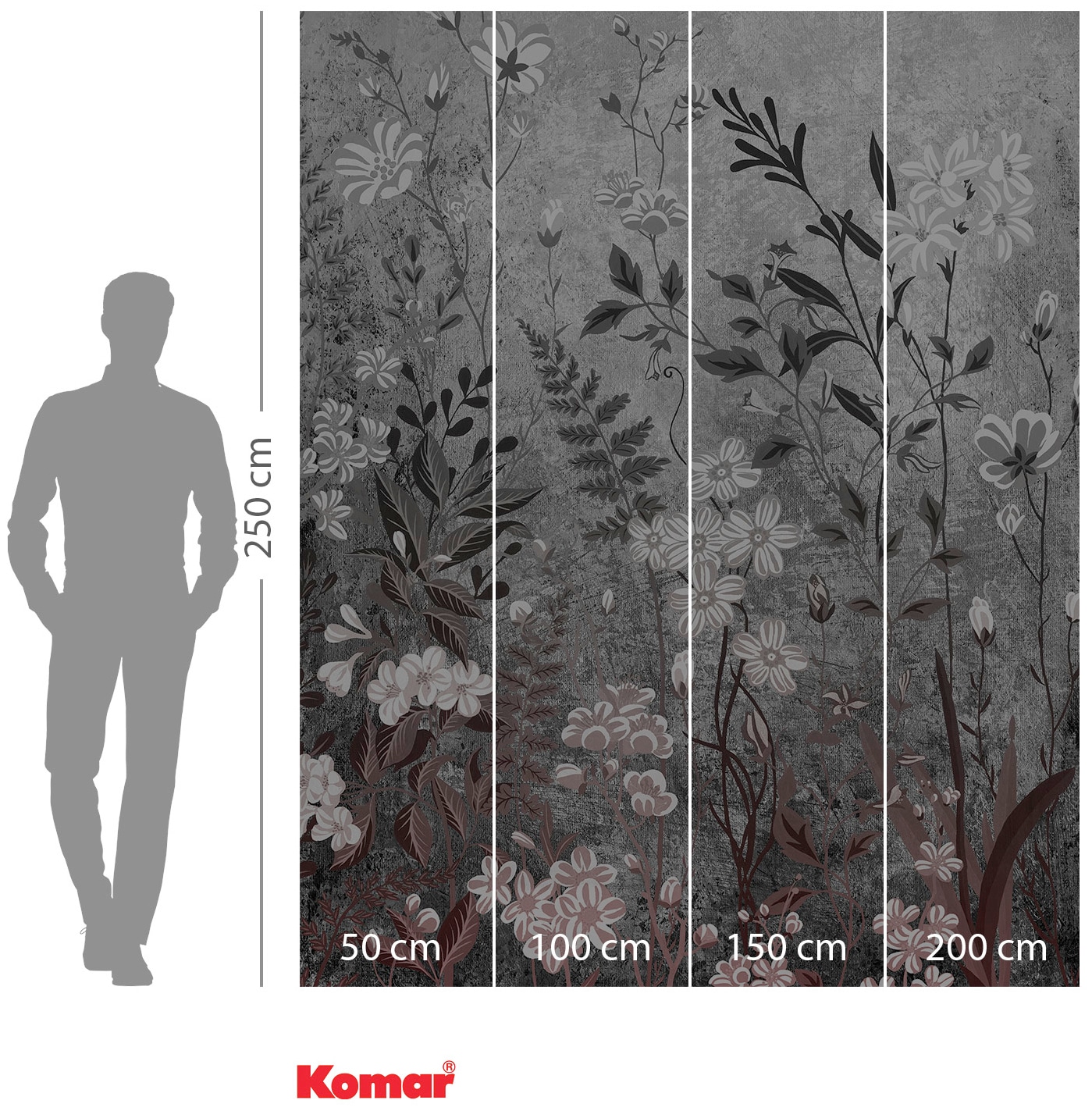 Komar Papier peint intissé »Digitaldruck Vlies -  Moonlight Flowers - Grösse 200 x 250 cm« imprimé Wohnzimmer, Schlafzimmer