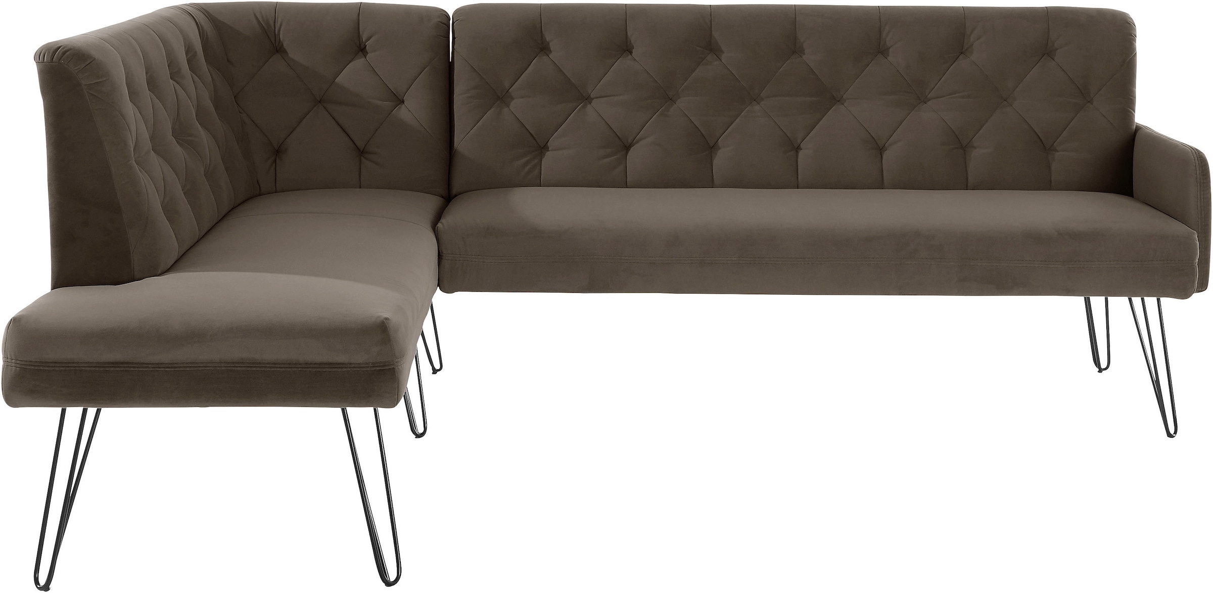 exxpo - sofa fashion Banc d'angle »Doppio, Chesterfield Optik, komfortabel und bequem, hohe Designfüsse« Frei im Raum stellbar