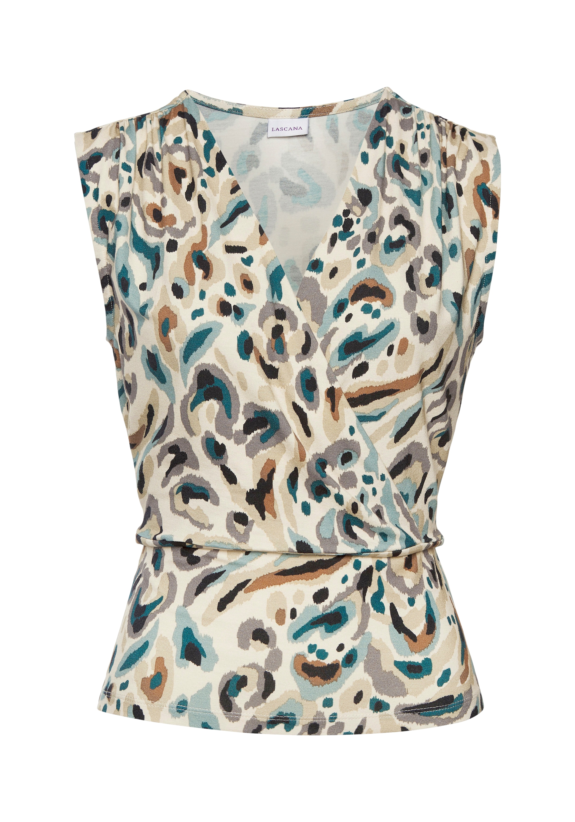 LASCANA Haut de chemise mit dezentem Raffungen an der Schulter, Damentop in Wickeloptik