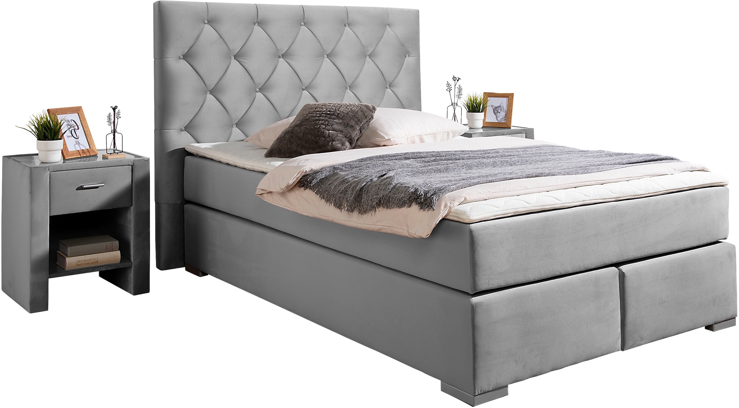 Home affaire Boxspringbett »Chalon, in verschiedenen Breiten« inkl. Topper, wahlweise in H2, H3 oder H4 erhältlich