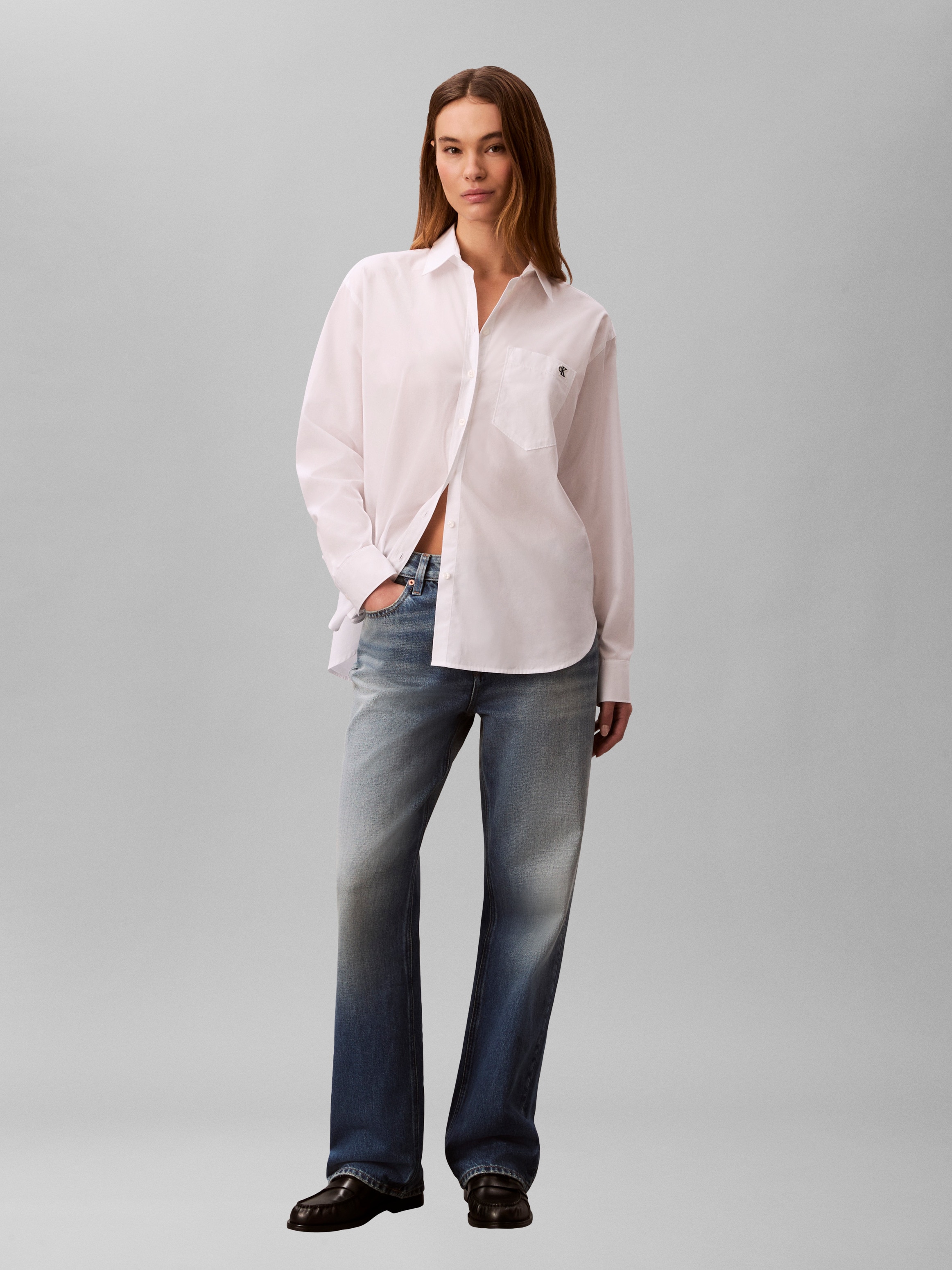 Calvin Klein Jeans Blouse chemise »COTTON POPLIN RELAXED SHIRT« Regular fit mit Brusttasche