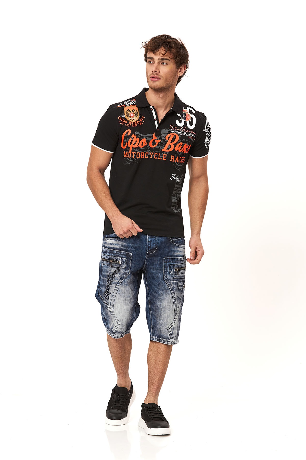 Cipo & Baxx Bermuda en jean Baumwolle, regular fit