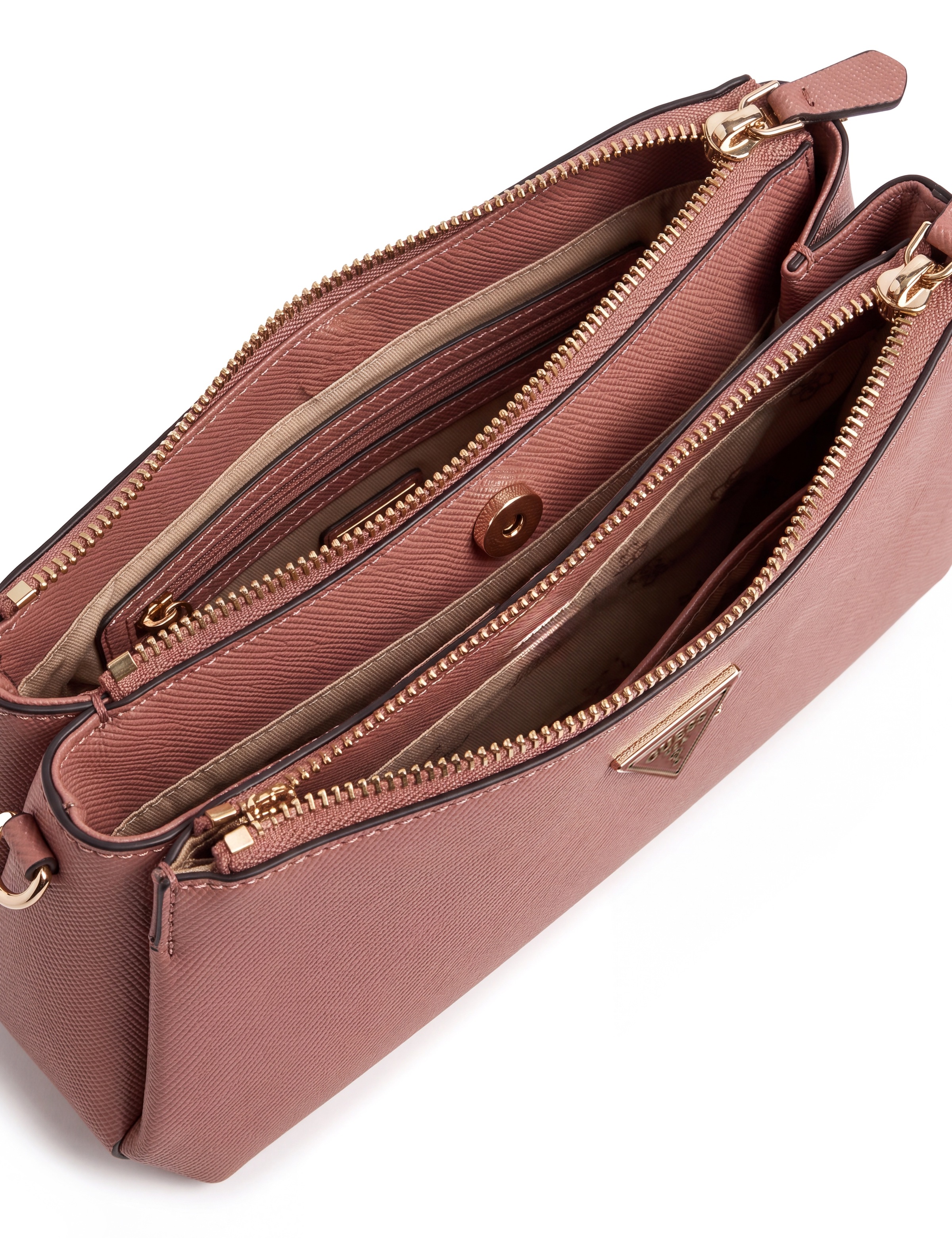 Guess Mini sac »NOELLE II 3 COMP SHLDR XBODY« Damen Handtasche, Henkeltasche, Umhängetasche mit Dreieckslogo