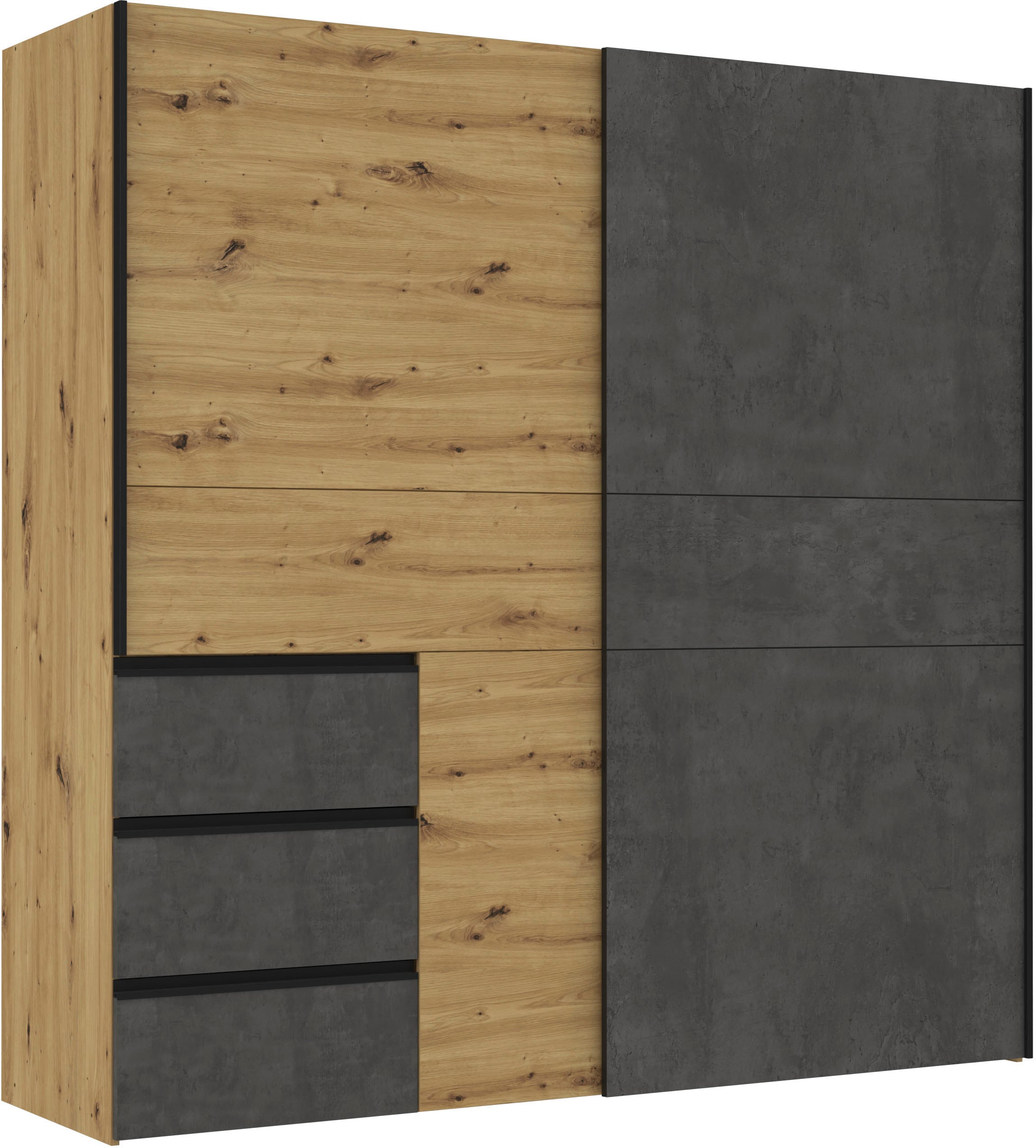 FORTE Schwebetürenschrank »Winn, Schiebetürenschrank mit 3 Schubladen, Made in Europe« In 2 Grössen erhältlich - B/H/T ca. 170x200,5x61cm und 200x200,5x61cm,  verschiedene Grössen und Farben, sehr viel Stauraum