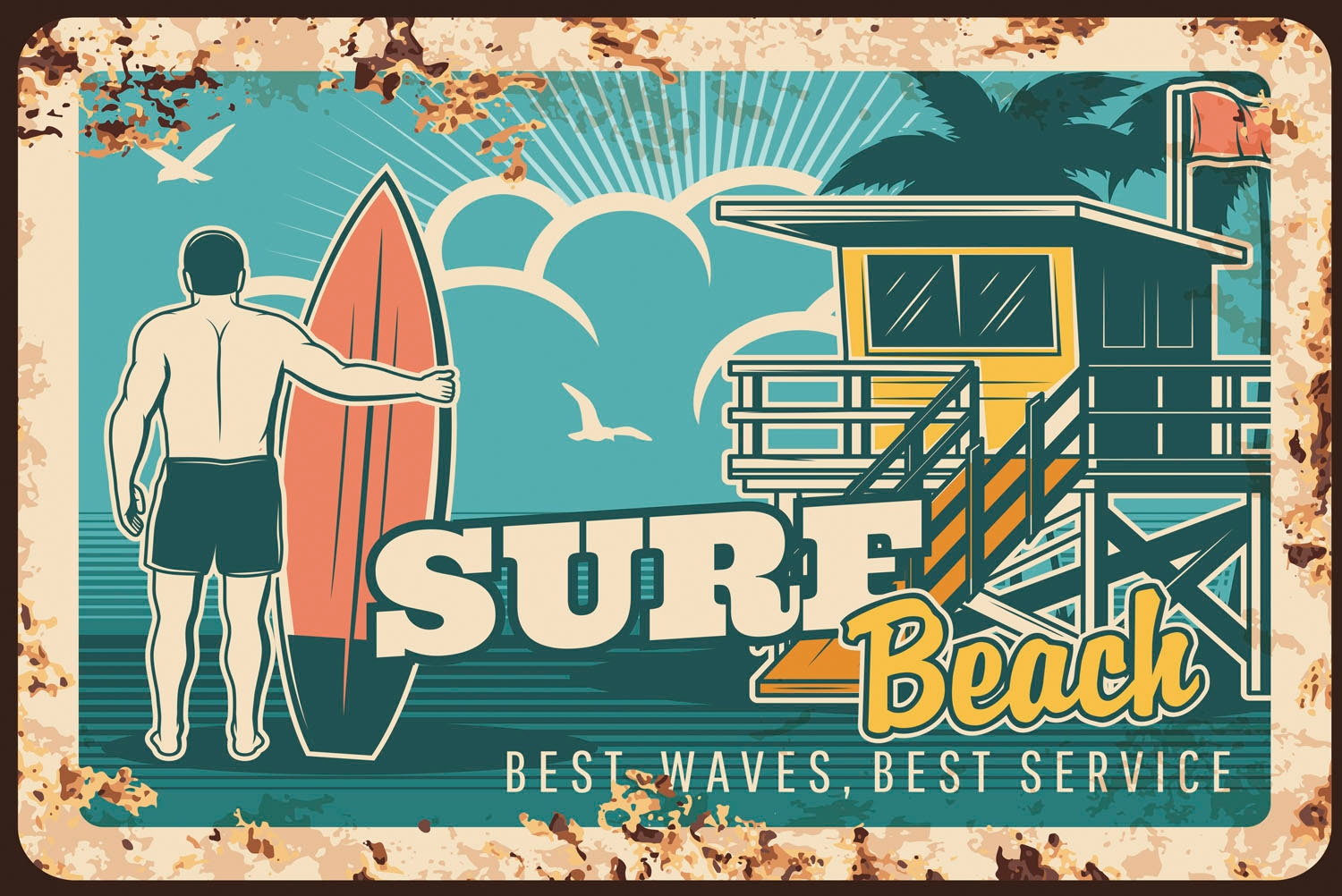 queence Metallbild »Surf Beach« 1 Stk. tlg. Stahlschilder