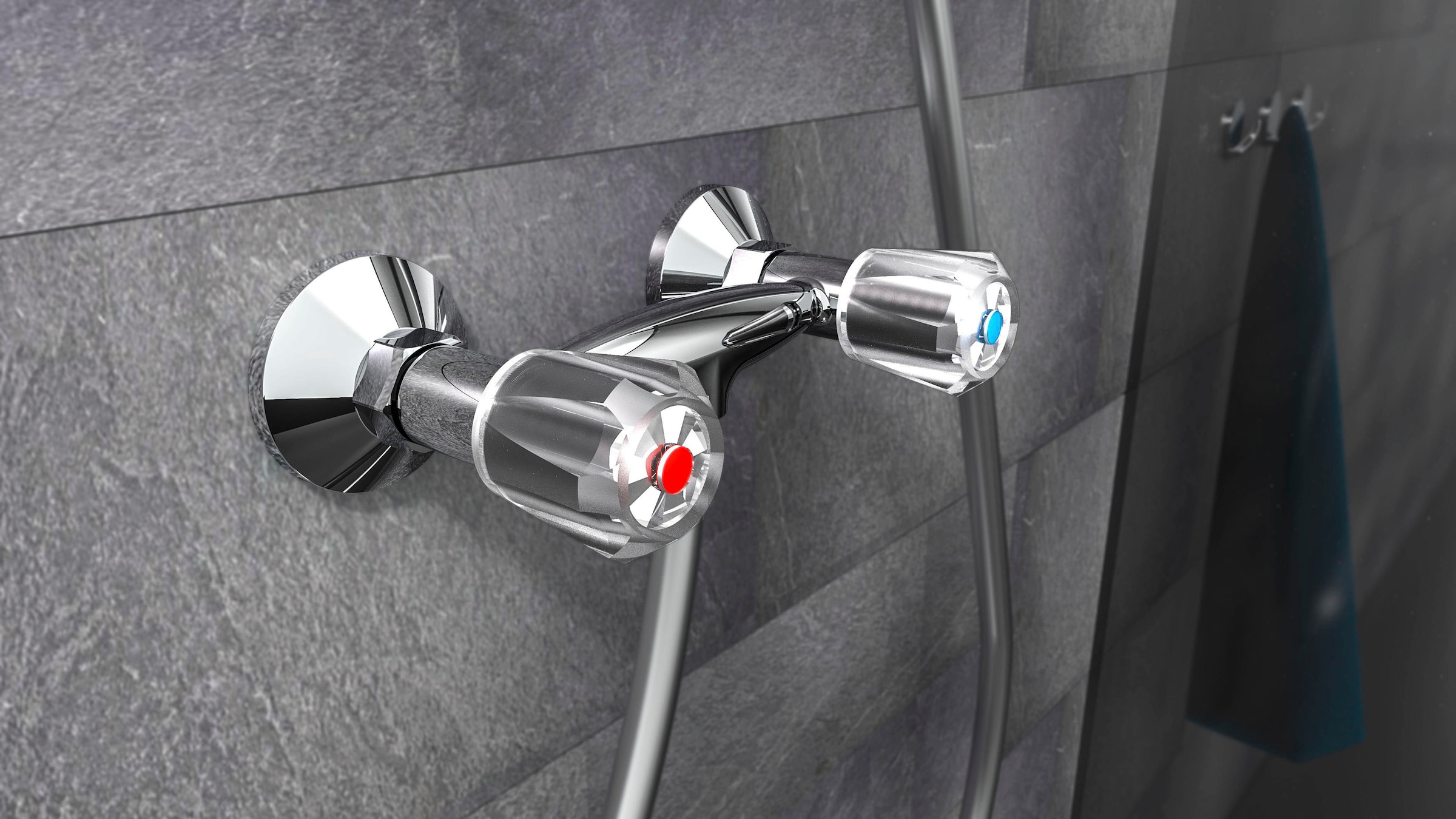 Schütte Robinetterie de douche »Savino« robinet salle de bain, mitigeur deux poignées, batterie de douche en chrome