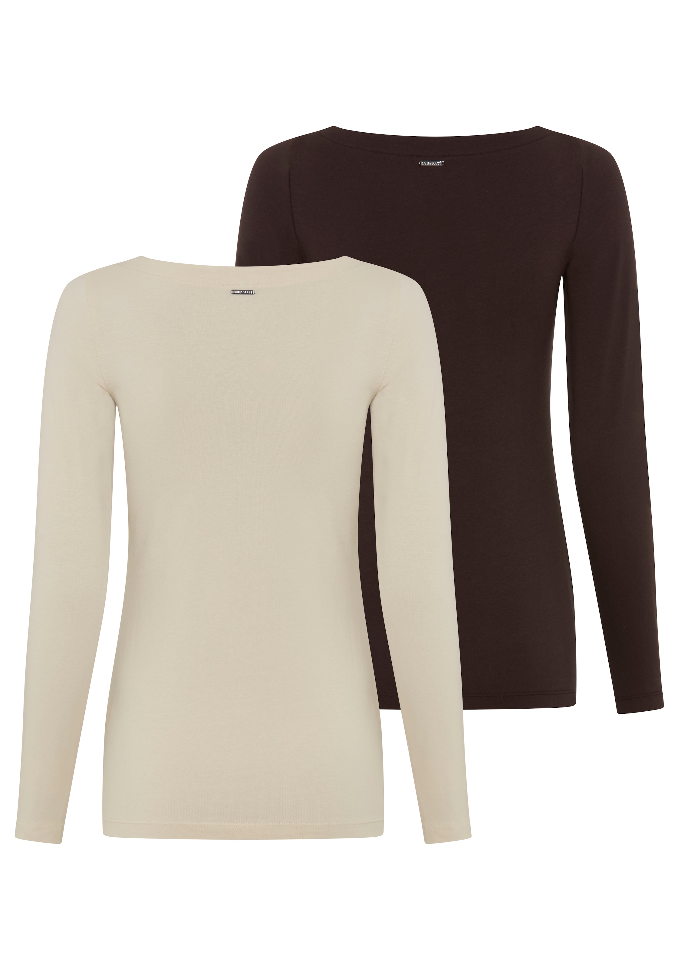 Laura Scott T-shirt à manches longues »mit U-Boot Ausschnitt« Paquet, pack de 2,  coupe ajustée, longueur couvrant les hanches, encolure bateau