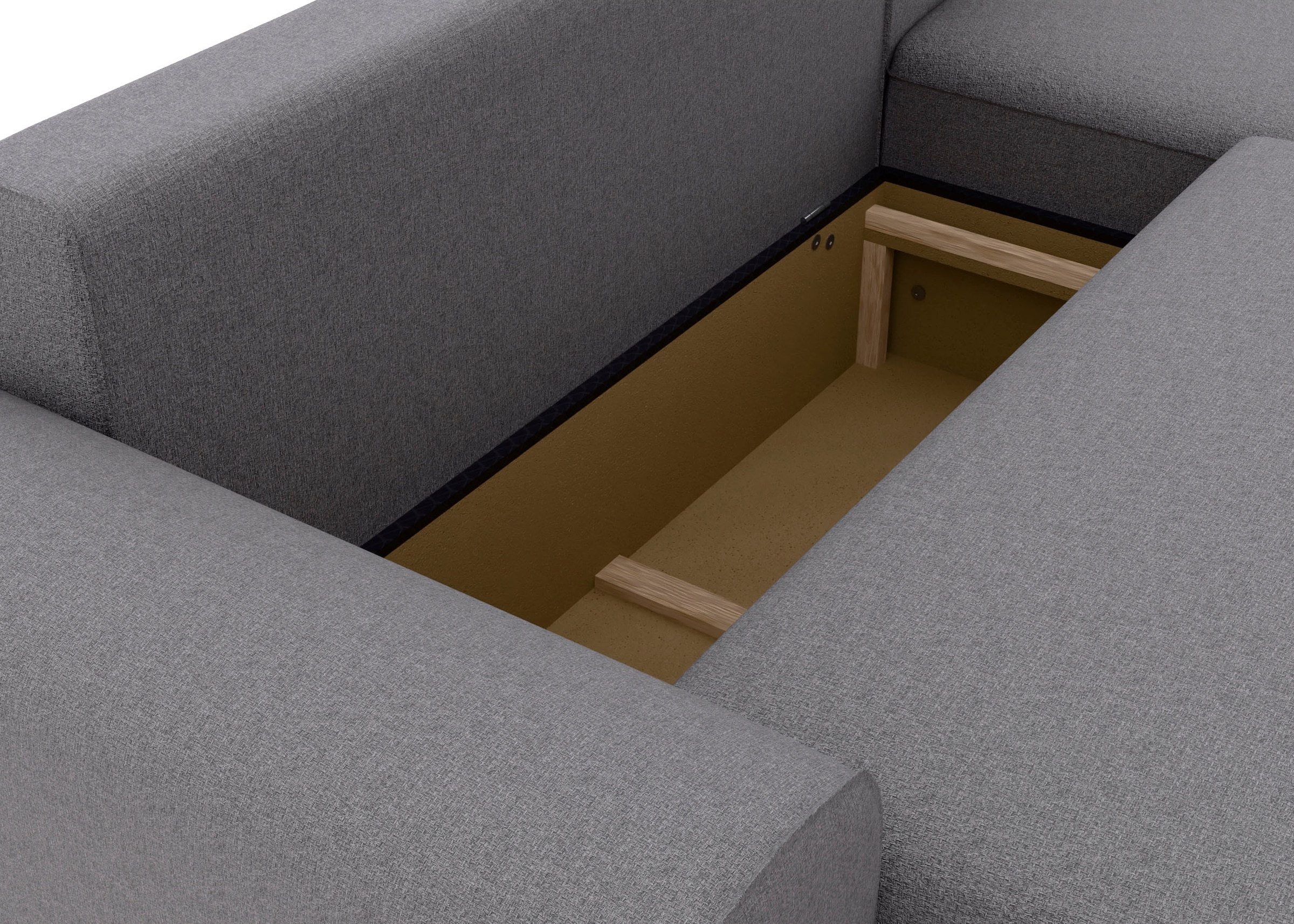 TRENDMANUFAKTUR Canapé d'angle »Fordon, Schlafsofa mit Bettkasten, Couch in L-Form, Breite 250 cm« en structure LUMOS, effet 3D, anthracite, méridienne droite