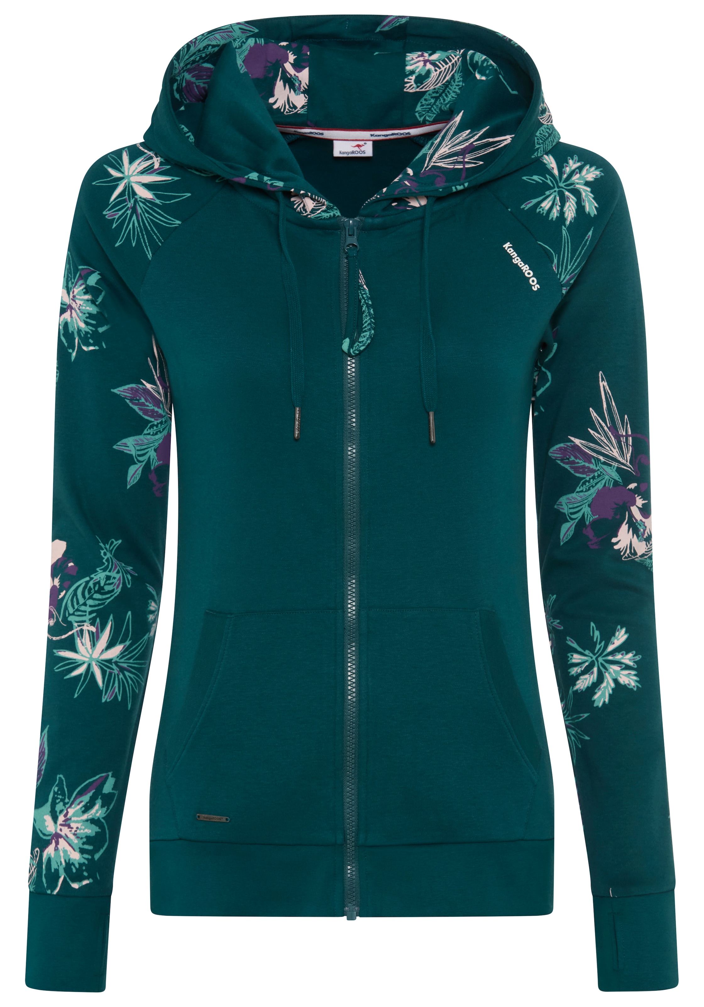 KangaROOS Kapuzensweatjacke hüftbedeckende Länge, figurbetonte Passform, mit Kordelzug