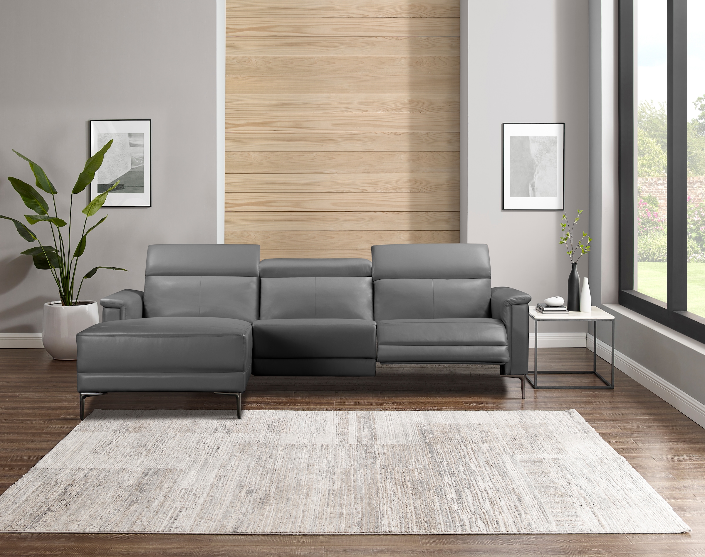 Home affaire Canapé d'angle »Lund, L-Form, 261cm, man. o. elektr. Relaxfunktion (mit USB-A)« und Kopfteilverstellung