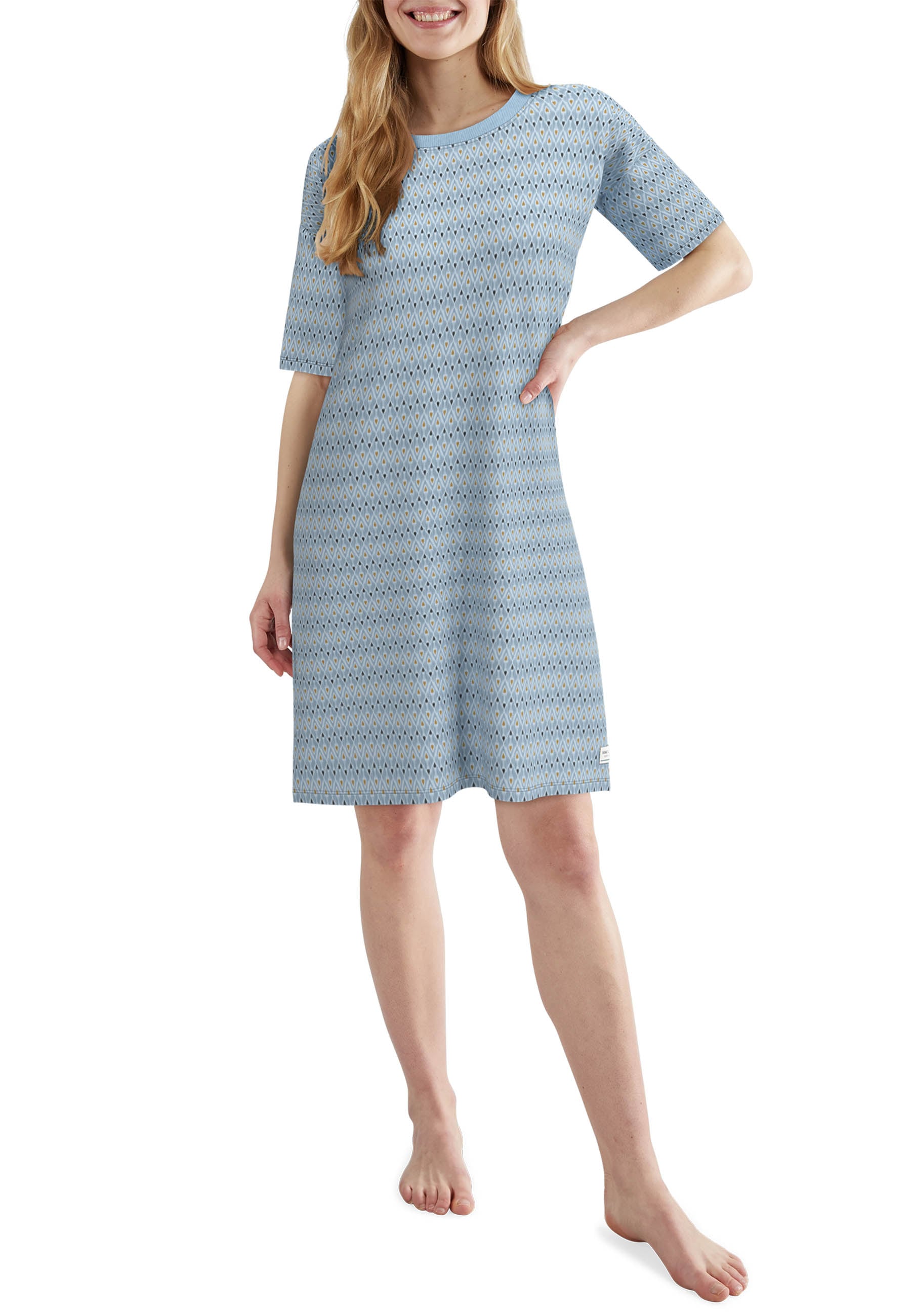 TOM TAILOR Nachthemd Halbarm, knielang, Rundhalsausschnitt, Baumwollmix