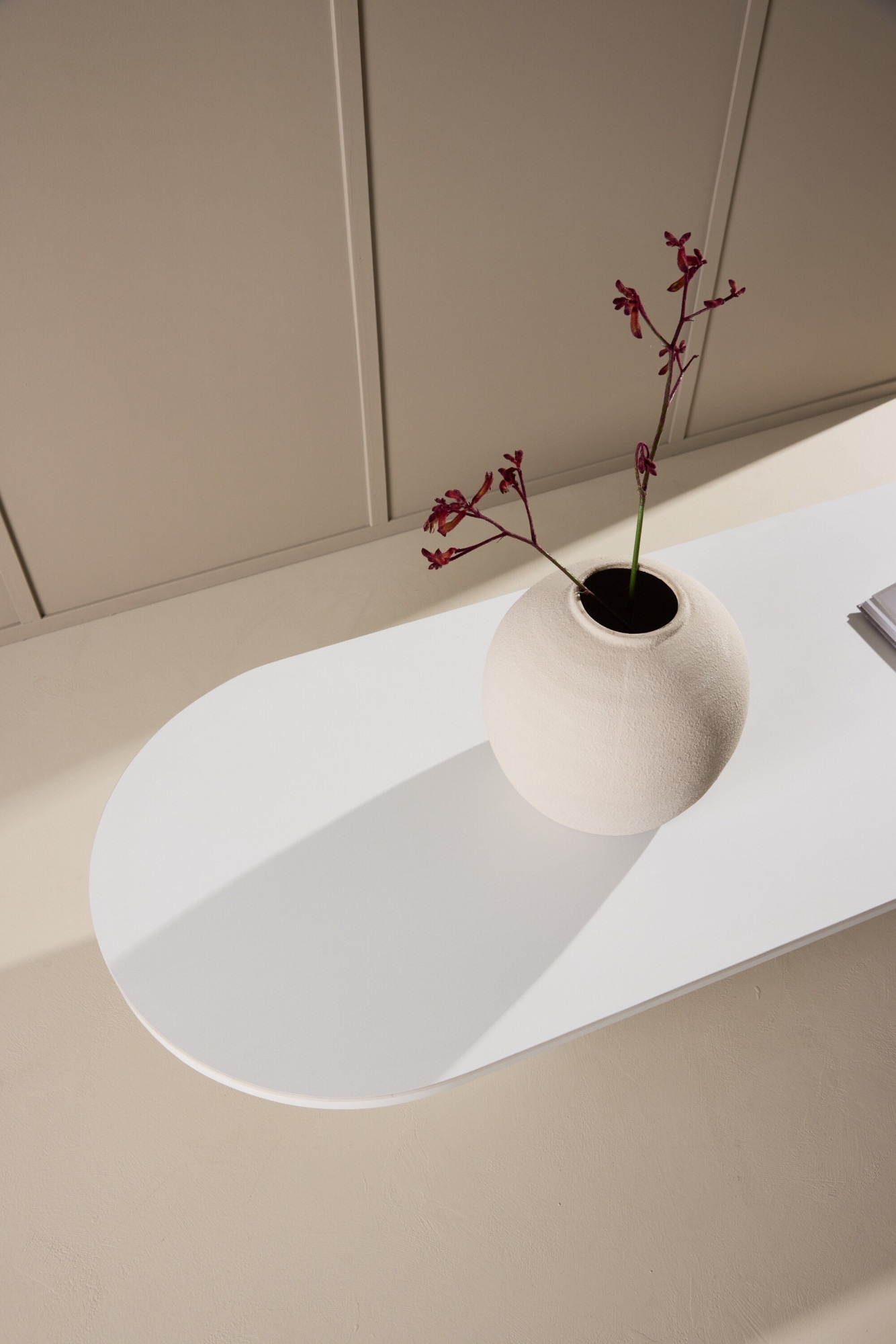 Venture Home Couchtisch »Narvik, ovaler Couchtisch 190 × 60 cm mit Sinterstein-Tischplatte« Sofatisch, MDF, 3D-Papier, sehr niedrig, rundliche Form, geräumig