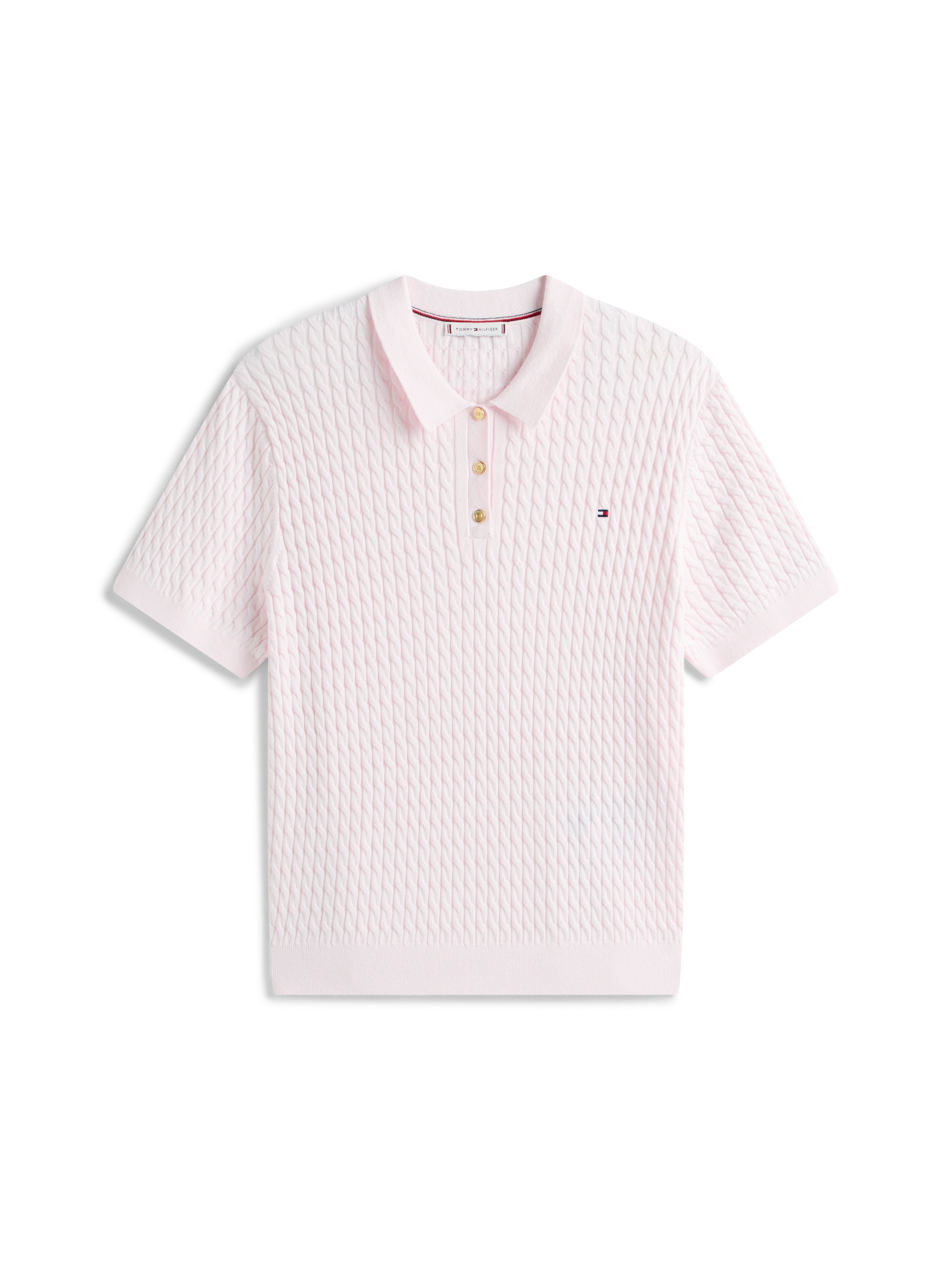 Tommy Hilfiger Curve Polokragenpullover »CRV CO CABLE FINE GG POLO S/S« in grossen Grössen, mit Zopfmuster