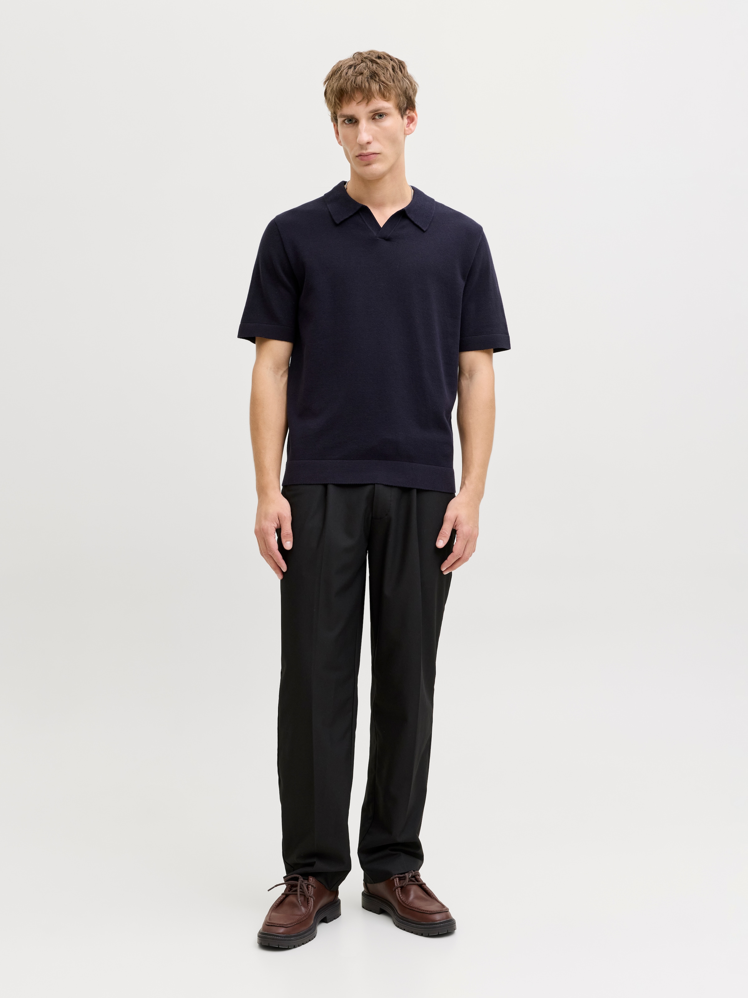 Jack & Jones Pull à col polo »JPRBLAMILANO SPRING SPLIT NECK SS SN« mélange coton, coupe régulière