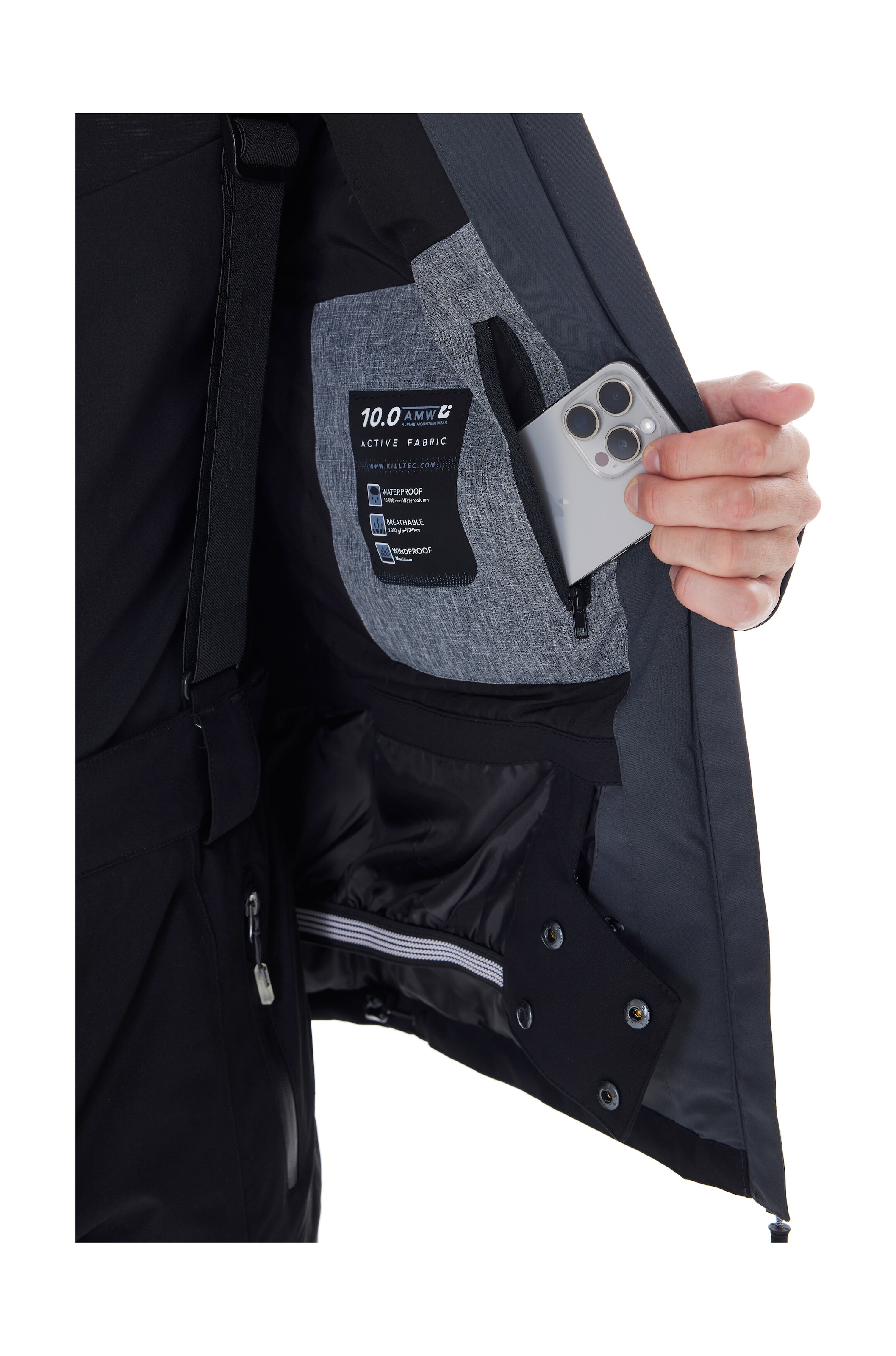 Killtec Veste de ski »KSW 45 MN SKI JCKT« veste de ski tendance, imperméable, avec capuche amovible et jupe pare-neige