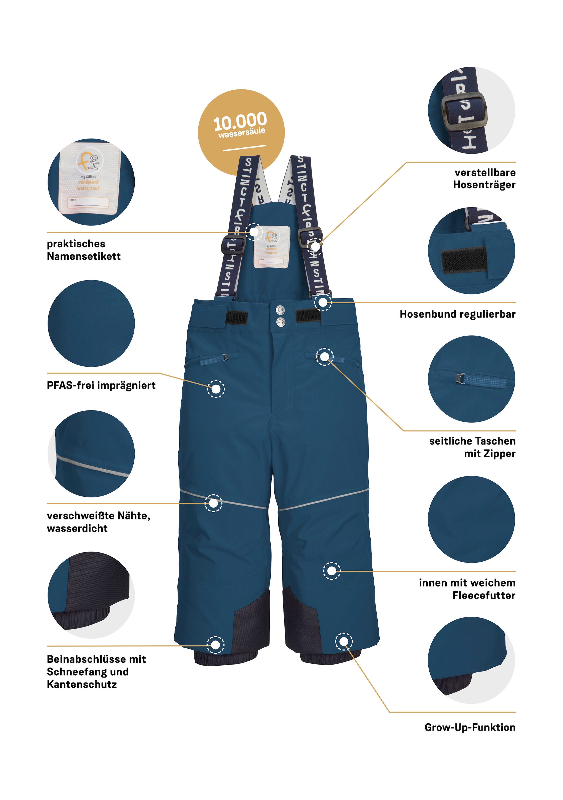 first instinct by killtec Skihose »FISW 48 MNS SKI PNTS«  Wasser- und winddichte Schneehose mit Grow-Up-Funktion