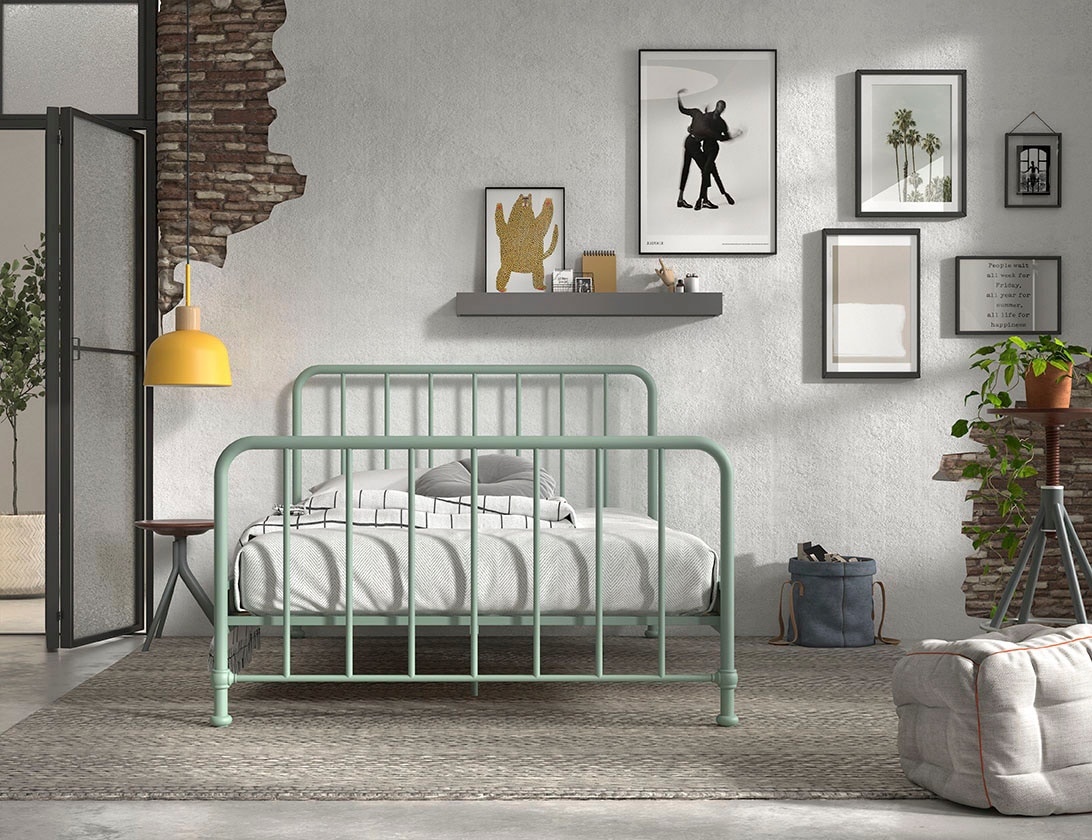 Vipack Lit en métal »Bronxx, standfest gebaut, gradlinige Optik in zeitlosem Design« Disponible en 2 tailles et différentes couleurs,  incl. sommier à lattes, traverse centrale et repose-pieds sous la surface de couchage