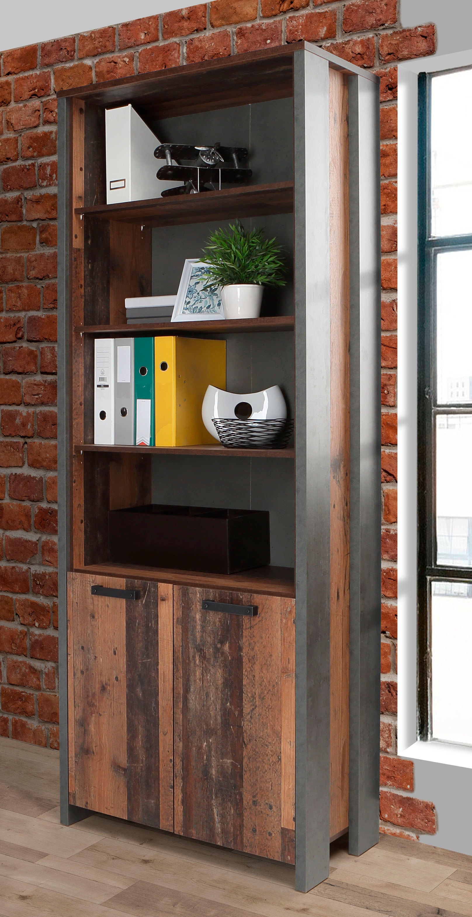FORTE Étagère à dossiers »Clif« bibliothèque, largeur 86 cm, grand espace de rangement avec 2 portes