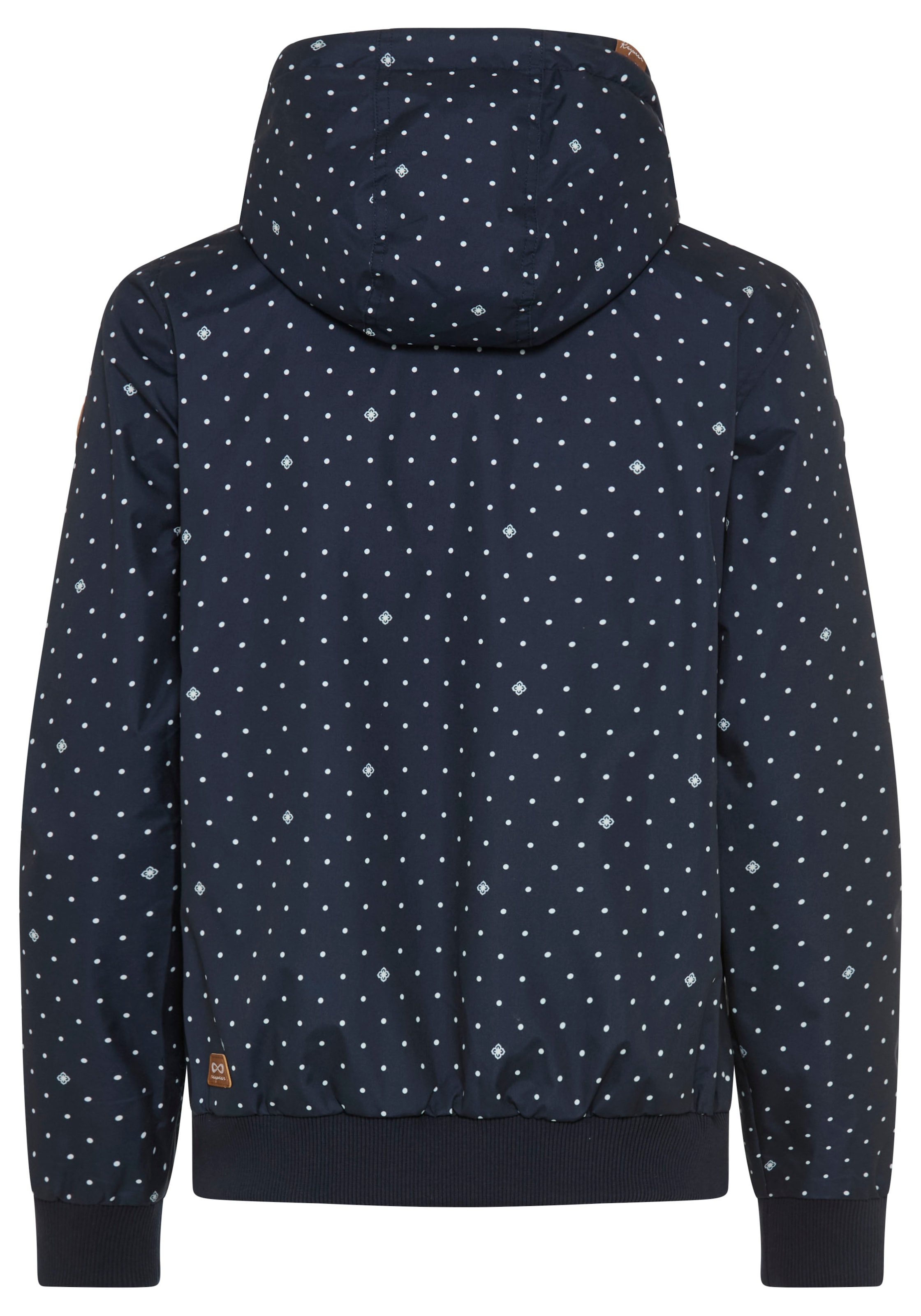 Ragwear Outdoorjacke »NUGGIE DOTS O« mit Kapuze aus Polyester, hüftlange Passform, hochschliessender Kragen