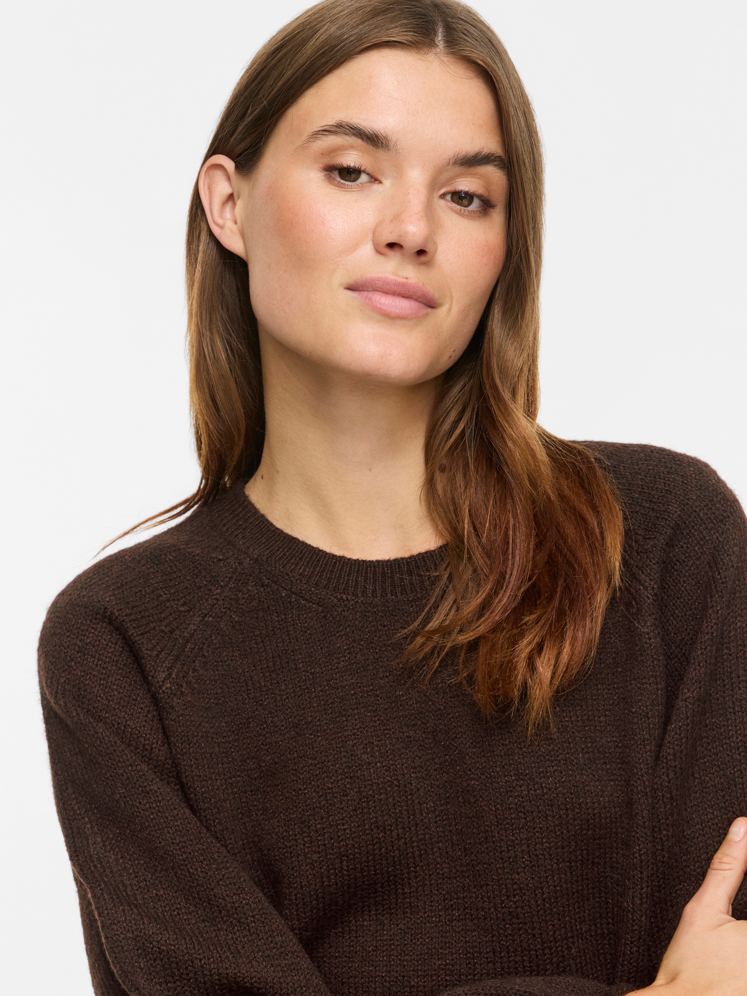 Vila »VISAPNA O-NECK L/S KNIT TOP/PB/1« avec encolure ronde, en tricot, coupe régulière