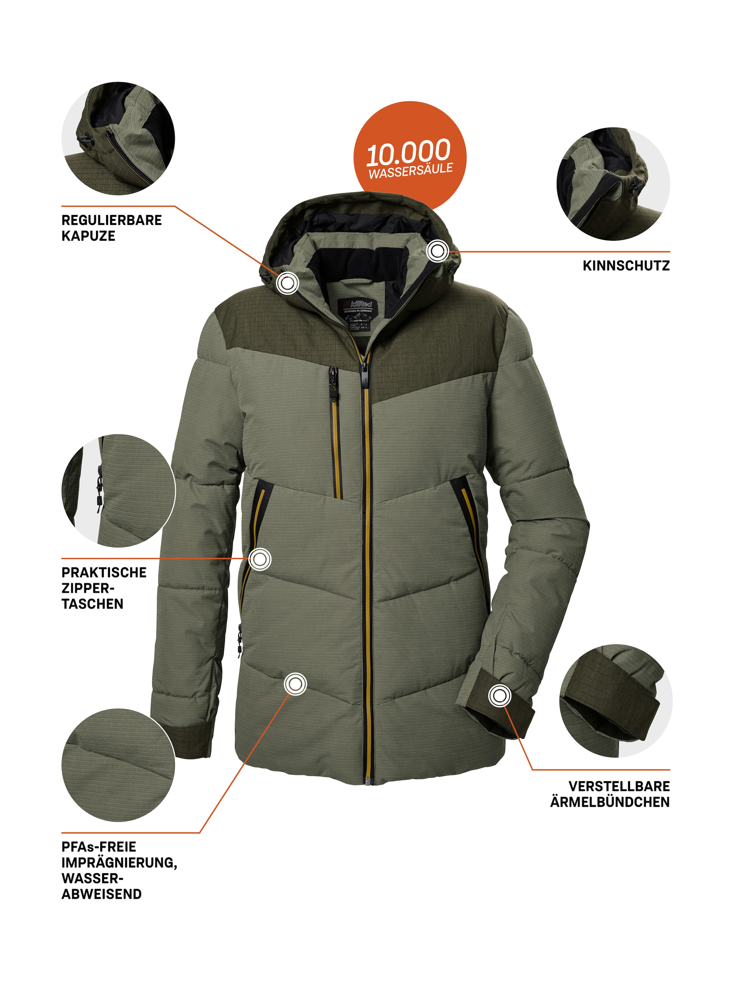 Killtec Steppjacke »KOW 306 MN QLTD JCKT« Herren Steppjacke mit Kapuze, wasserabweisend, atmungsaktiv