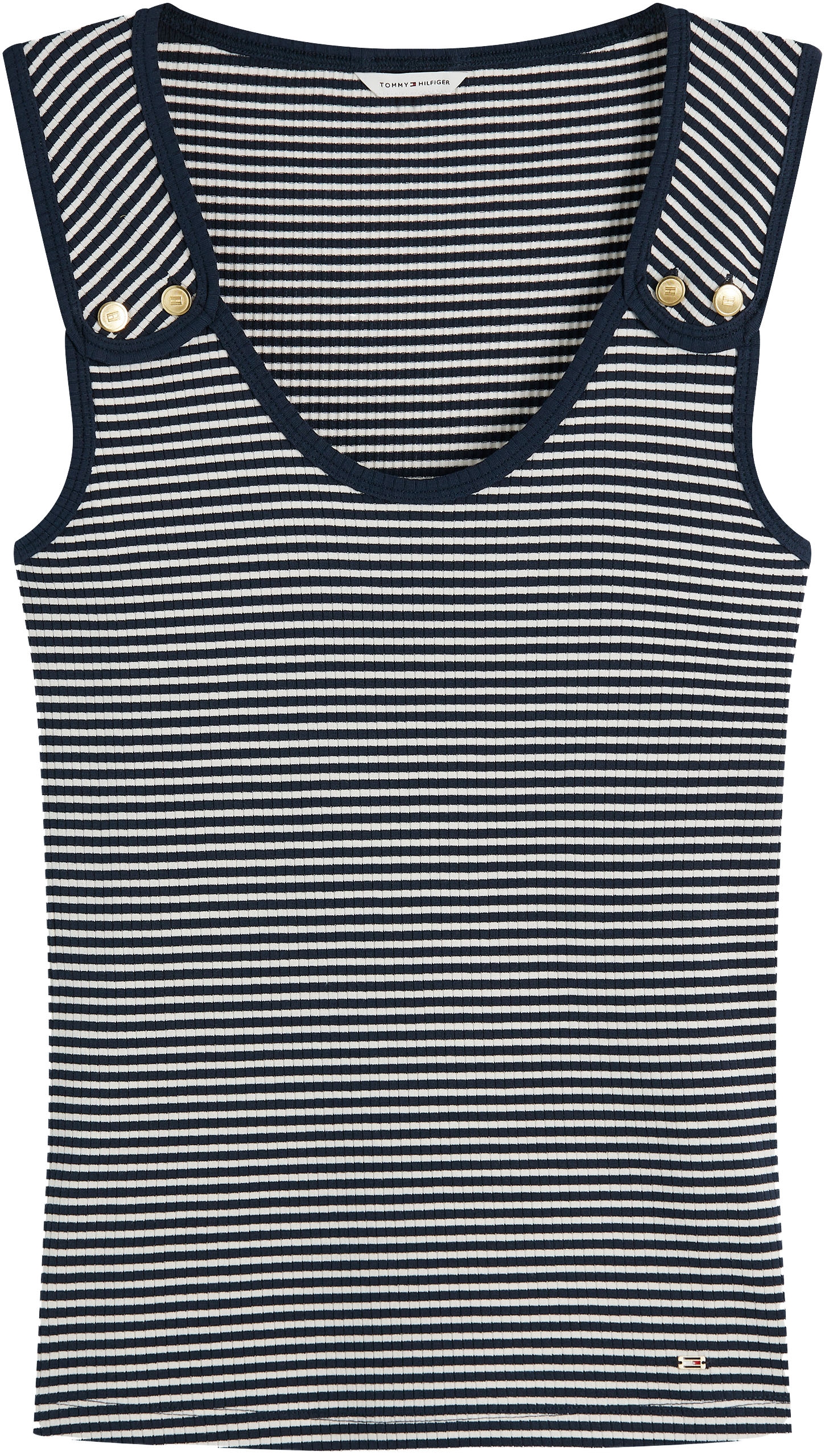 Tommy Hilfiger Débardeur »GOLD BUTTON U-NK TANK« Mélange viscose, boutons dorés