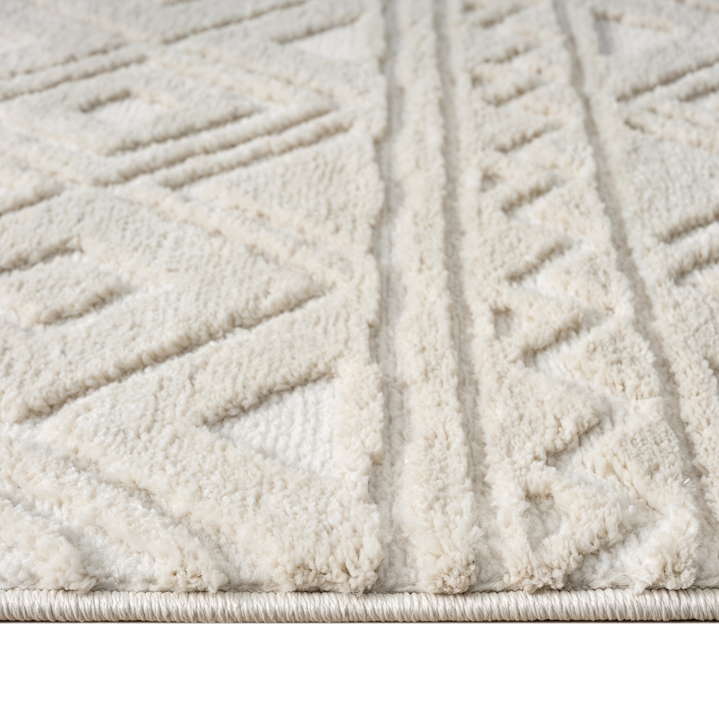 GOODproduct Chemin de table »Bonvo 80x300 cm« Rectangulaire 19 mm Höhe mit Fransen, Hoch-Tief-Struktur, Wohnzimmer, Schlafzimmer