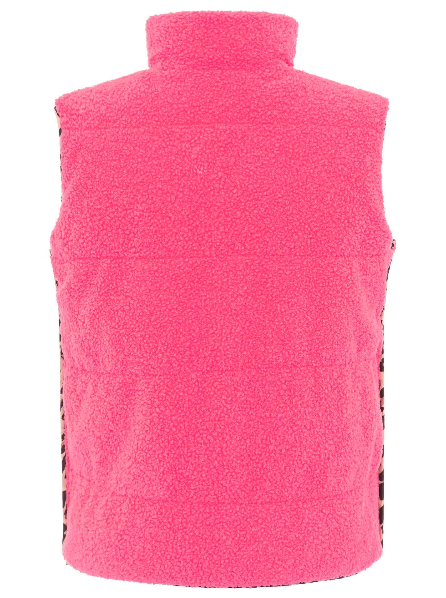 Zwillingsherz Gilet réversible »"Leo Teddy"« réversible, avec fermeture éclair, pendentif cœur, motif léopard, poches latérales