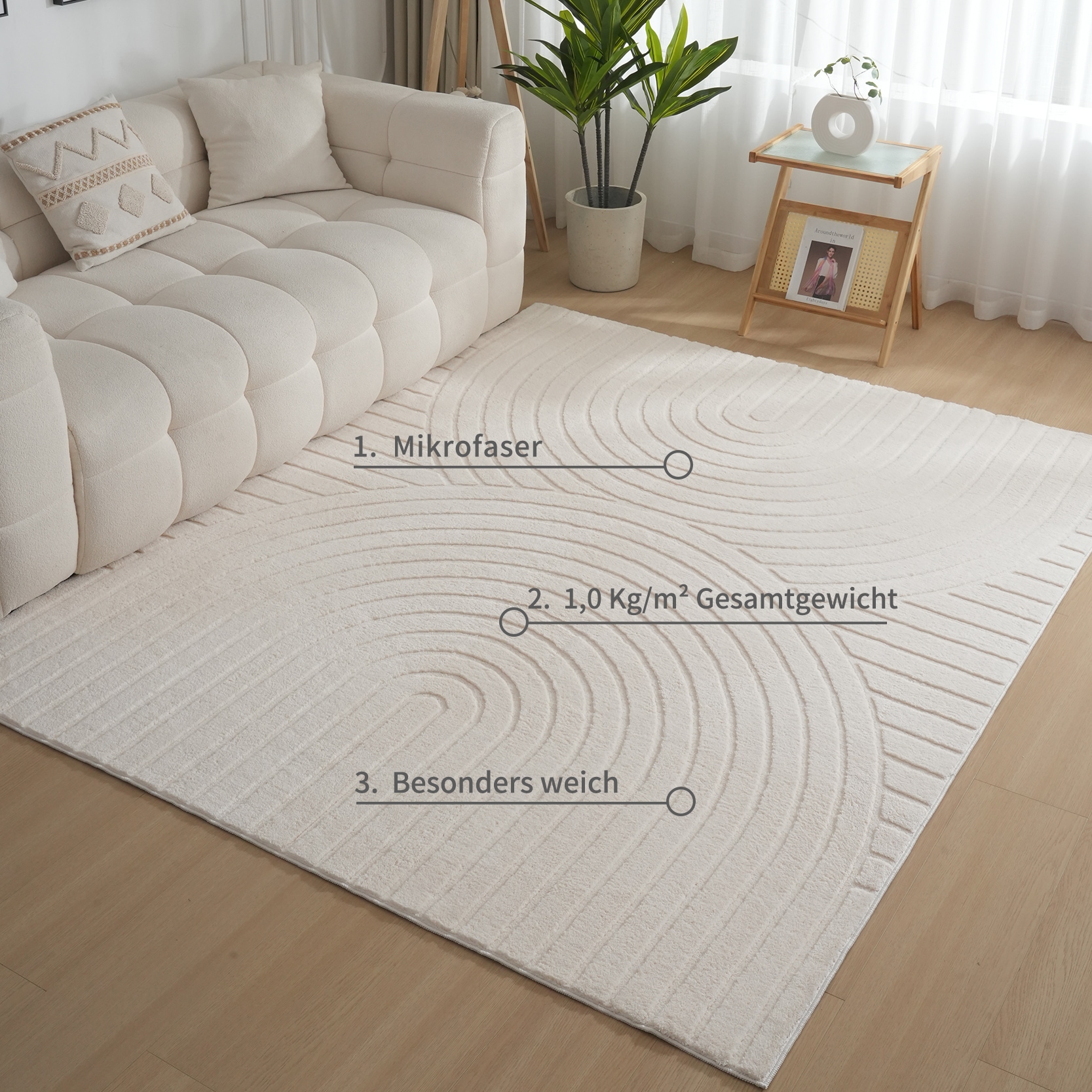 GOODproduct Tapis »Cali Regenbogen, Hoch-Tief-Effekt« Rectangulaire 15 mm Höhe Uni-Farben, flauschig, waschbar, Wohnzimmer, Schlafzimmer