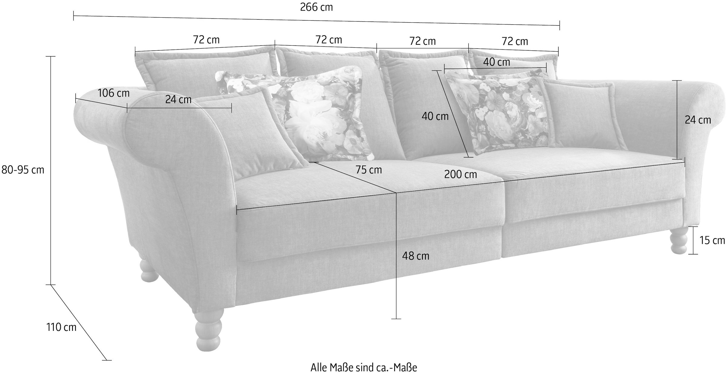 Home affaire Big-Sofa »Tassilo Mega Sofa mit viel Platz, bequem durch Kaltschaum im Sitz«