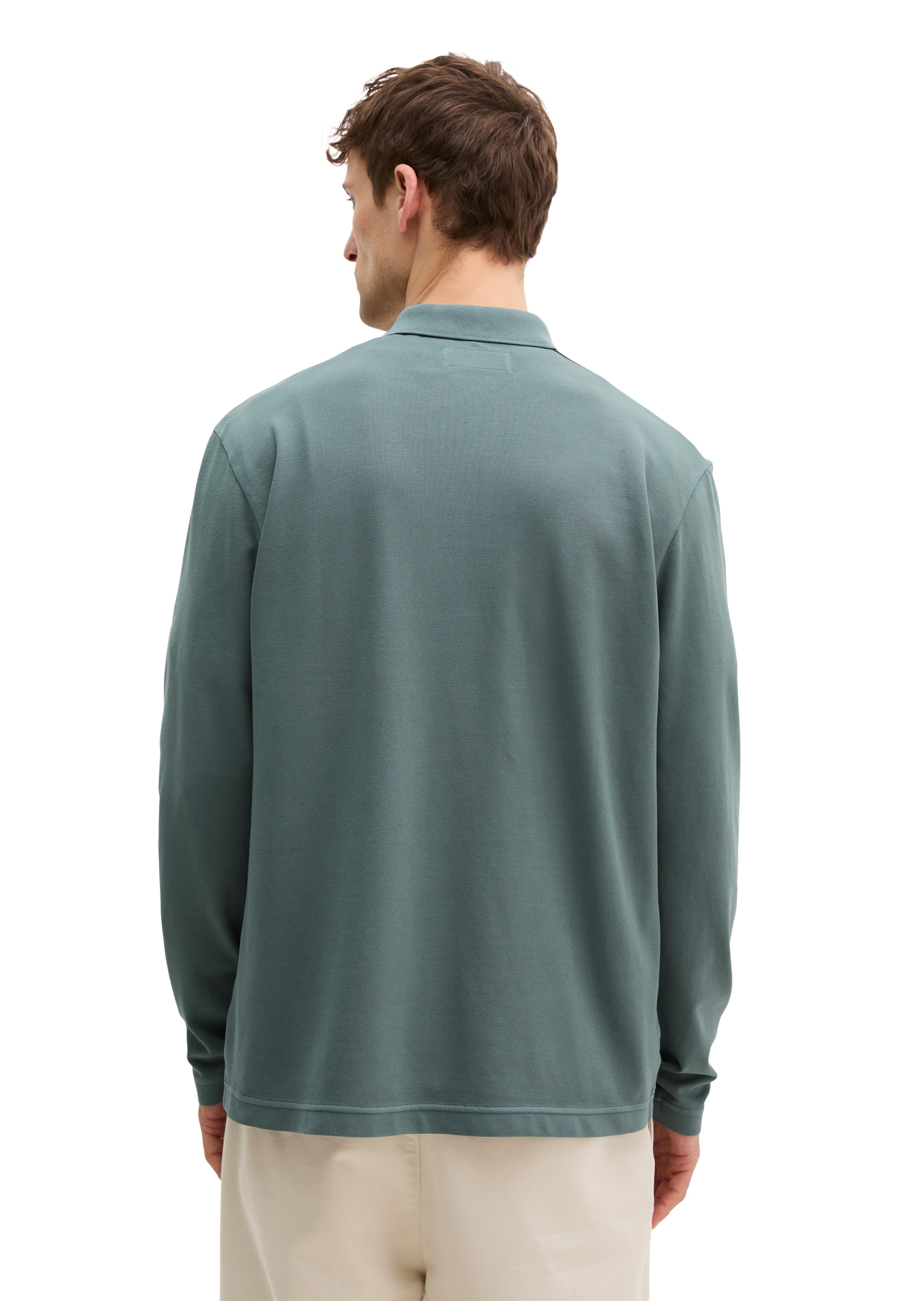 Marc O'Polo Polo à manches longues Piqué regular fit aus Bio-Baumwolle mit Elasthan