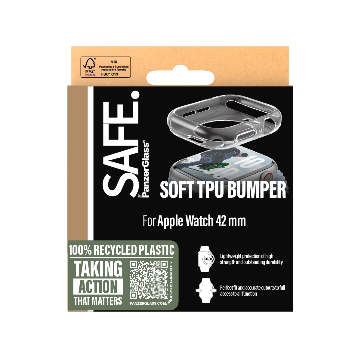 SAFE by PanzerGlass Housse pour téléphone portable »TPU Bumper für Apple Watch 10 42mm« Backcover, Schutzhülle, Handyschutzhülle, Case, Schutzcase, stossfest