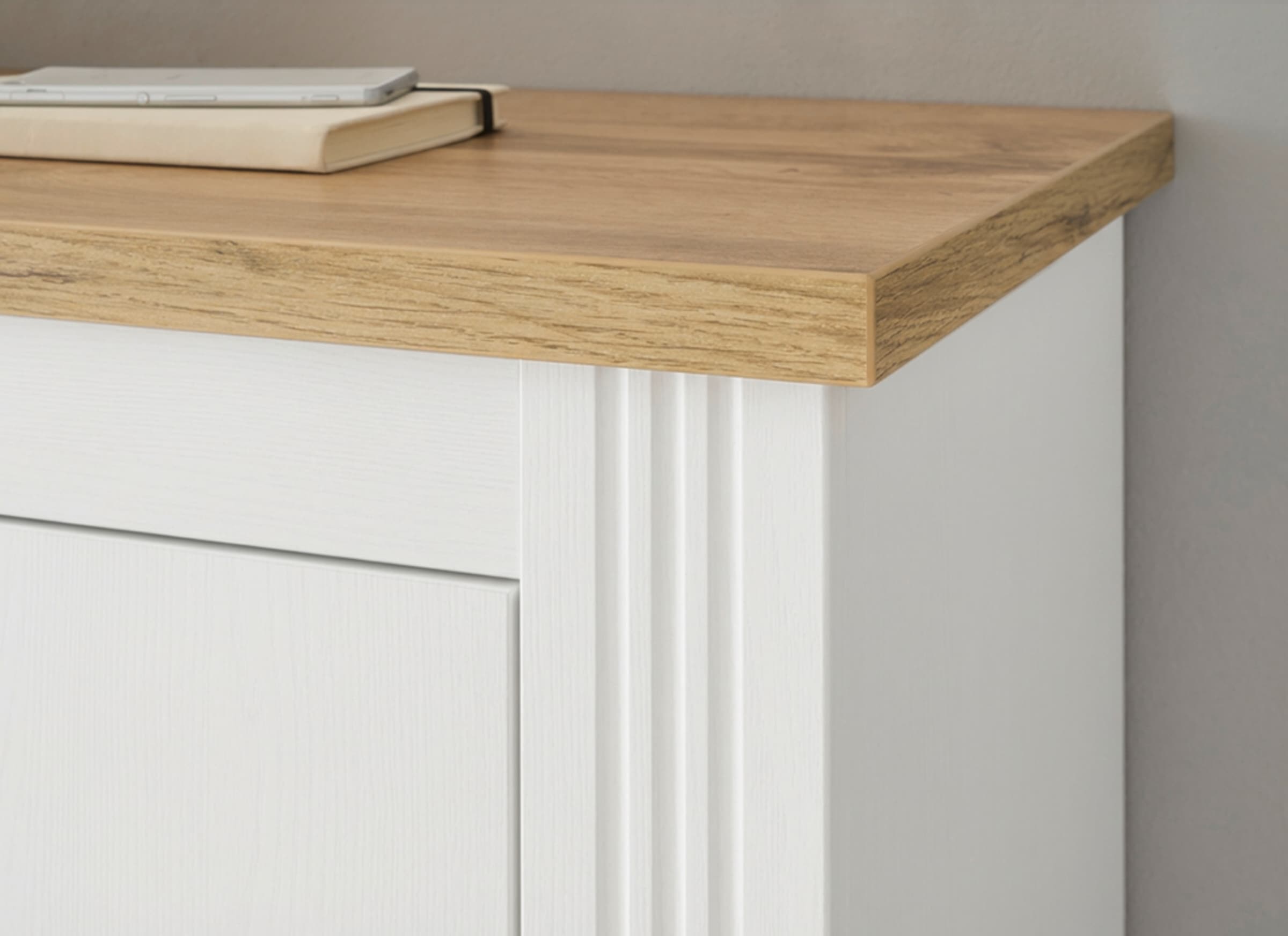 GOODproduct Secrétaire »Westminster, PC-Schrank mit klappbarer Tischplatte, Schreibtisch« Bureau home office, compartiment moniteur/ordinateur portable, avec canal pour câbles