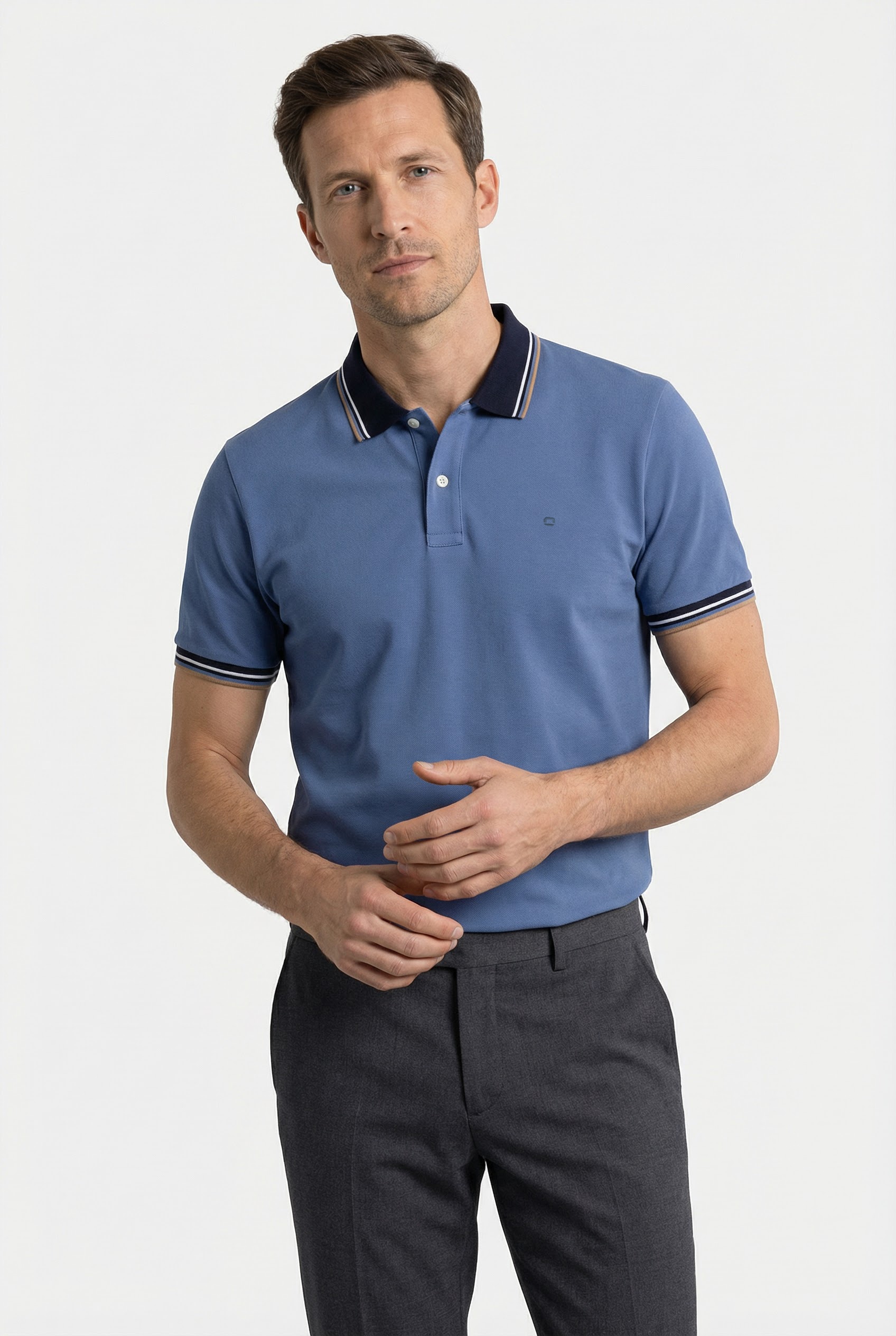 OLYMP Poloshirt »Casual« farbliche Kontrast-Details