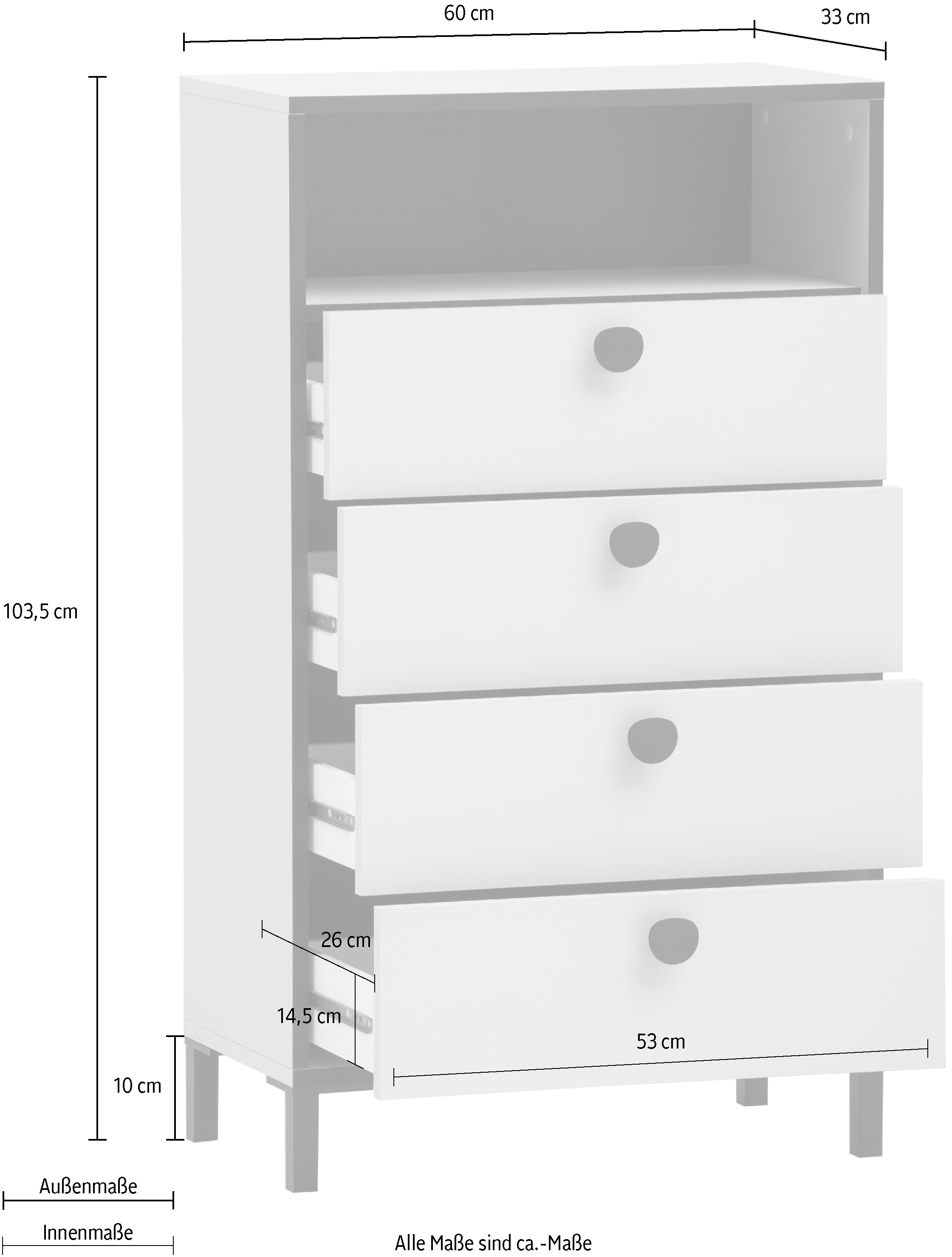 Schildmeyer Midischrank »Edda, Breite 60 cm, Metallgriffe« Made in Germany