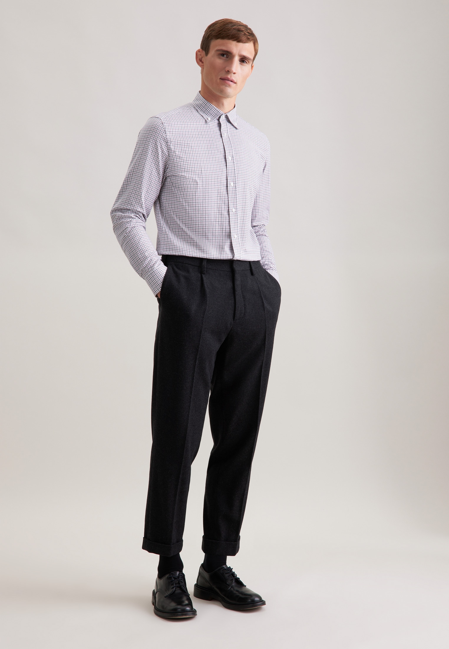 seidensticker Flanellhemd »Schwarze Rose« Slim 1/1 Button-Down-Kragen Karo